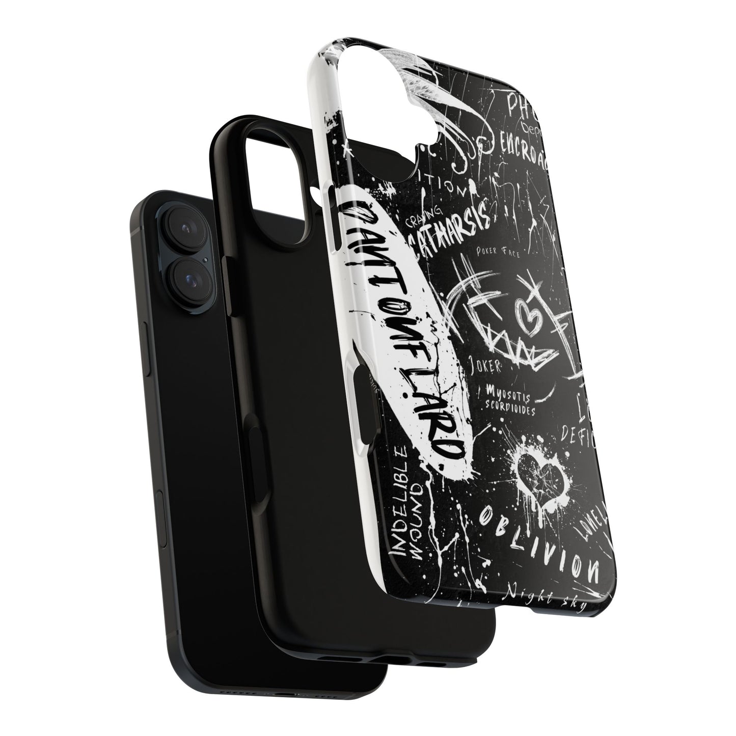 Fundas resistentes: funda atrevida para iPhone, Galaxy, Google Pixel, diseño de grafiti negro, estética urbana, regalo para amantes del arte, accesorios de teléfono modernos, estilo callejero