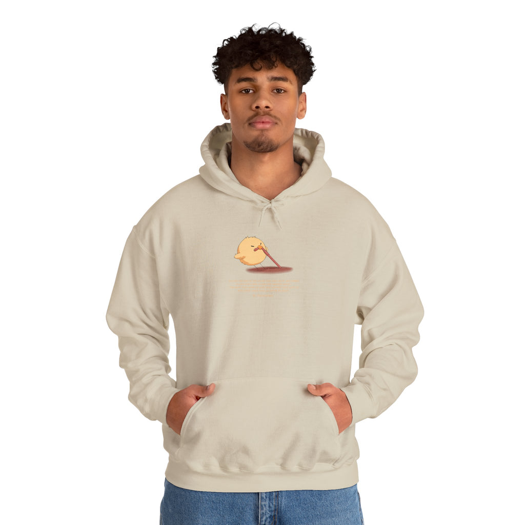 Kitsch Kawaii Chick & Worm Graphic Hoodie - The Quiet Victory (Aesthetic Streetwear Fleece)