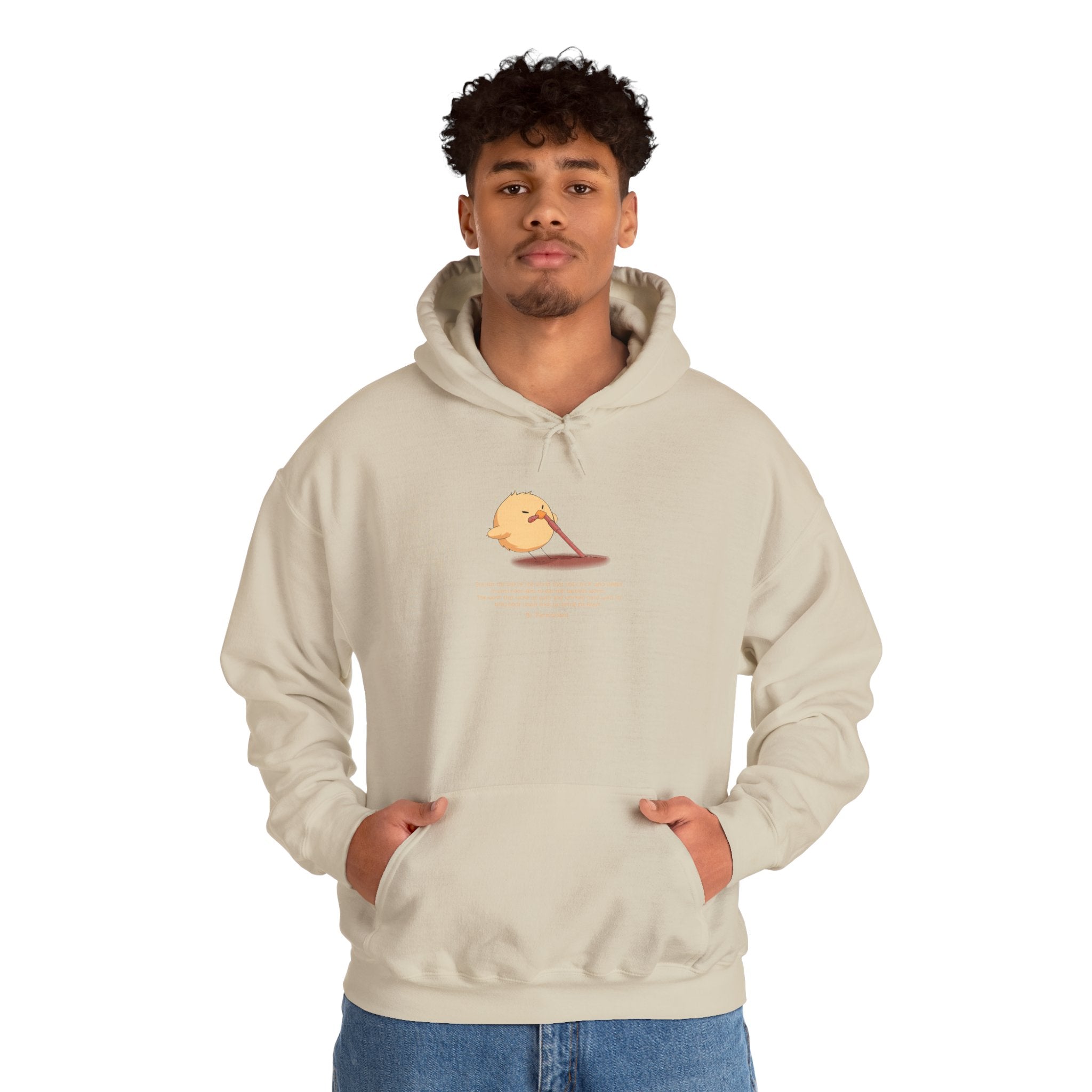 Kitsch Kawaii Chick & Worm Graphic Hoodie - The Quiet Victory (Aesthetic Streetwear Fleece)