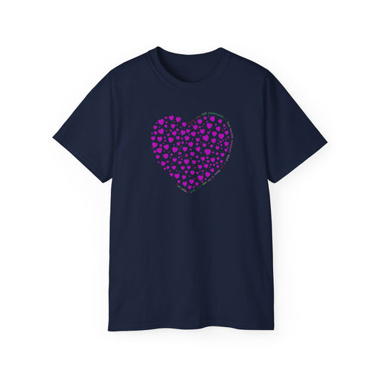 Powder Pink Heart Unisex short sleeved T-shirt