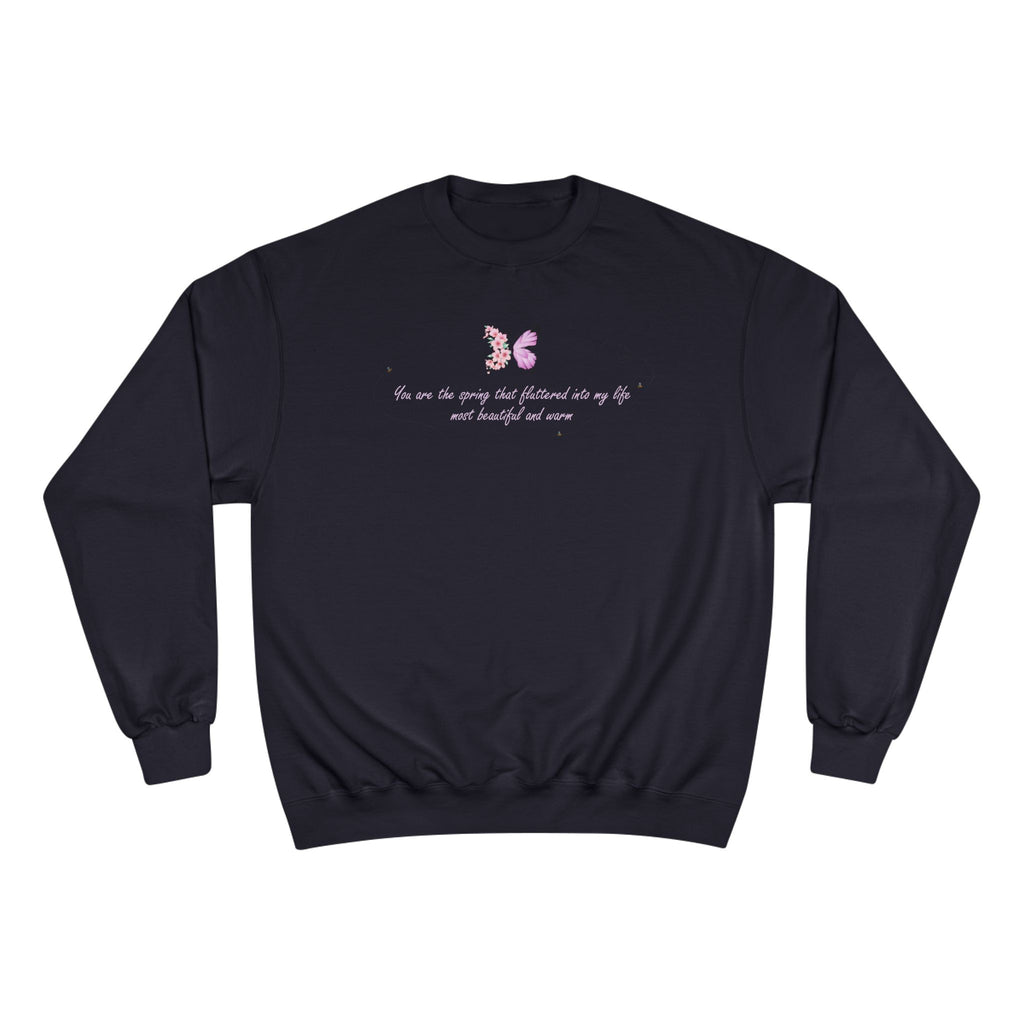 Unisex White Floral Butterfly Spring Quote Cotton Blend Champion Sweatshirt