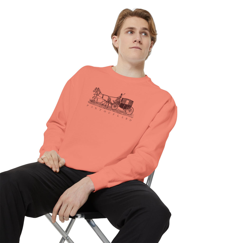 Unisex White Pantouflard Carriage Cotton Blend Sweatshirt