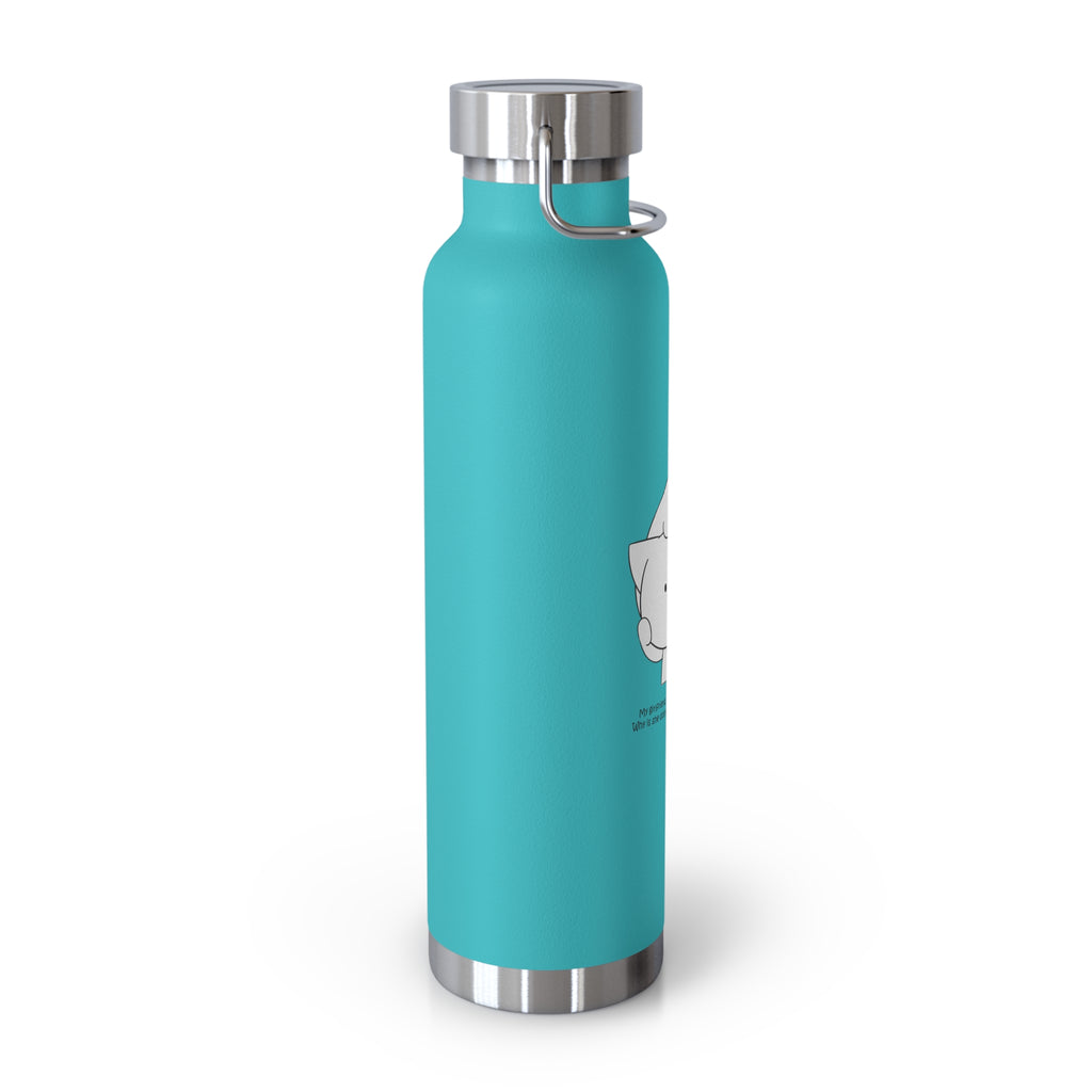 Navy Blue Cute Biting Cats Quote 22oz Copper Vacuum Insulated Bottle