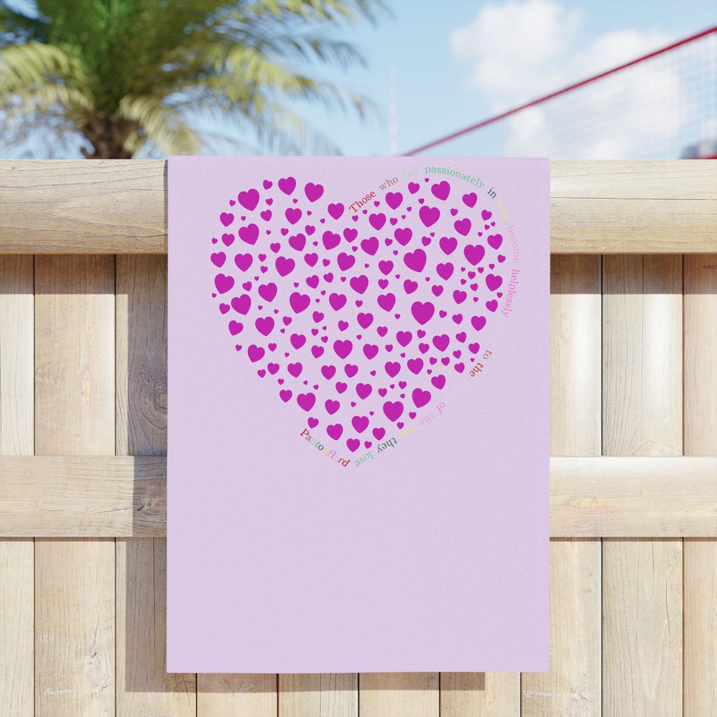 Beach Towels with Pink Heart Design , Cute Summer Accessories, Beach Day Essentials