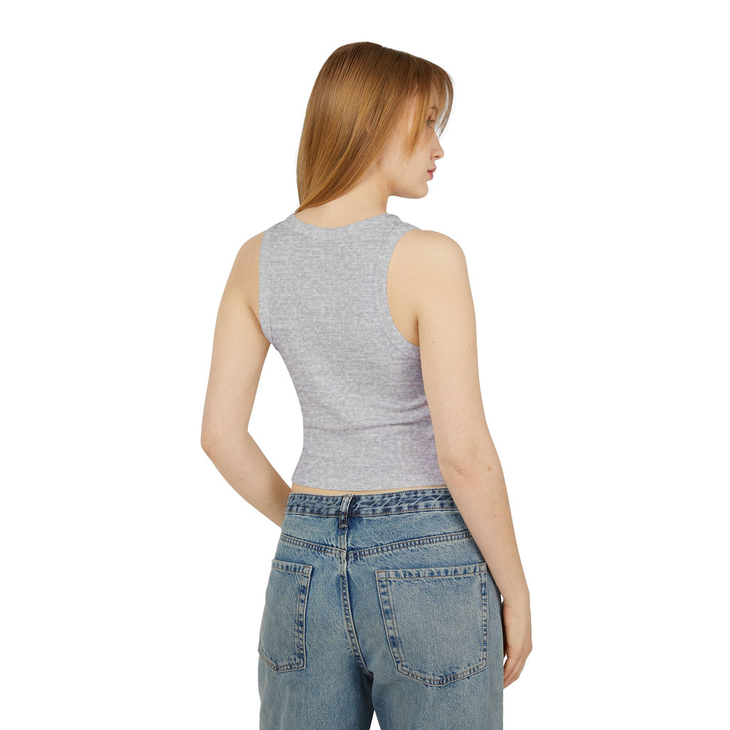 Women's Navy Blue Floral Butterfly Spring Quote Cotton Blend Racer Tank Top