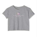 Women's Purple Floral Butterfly Spring Quote Cotton Blend Crop Top