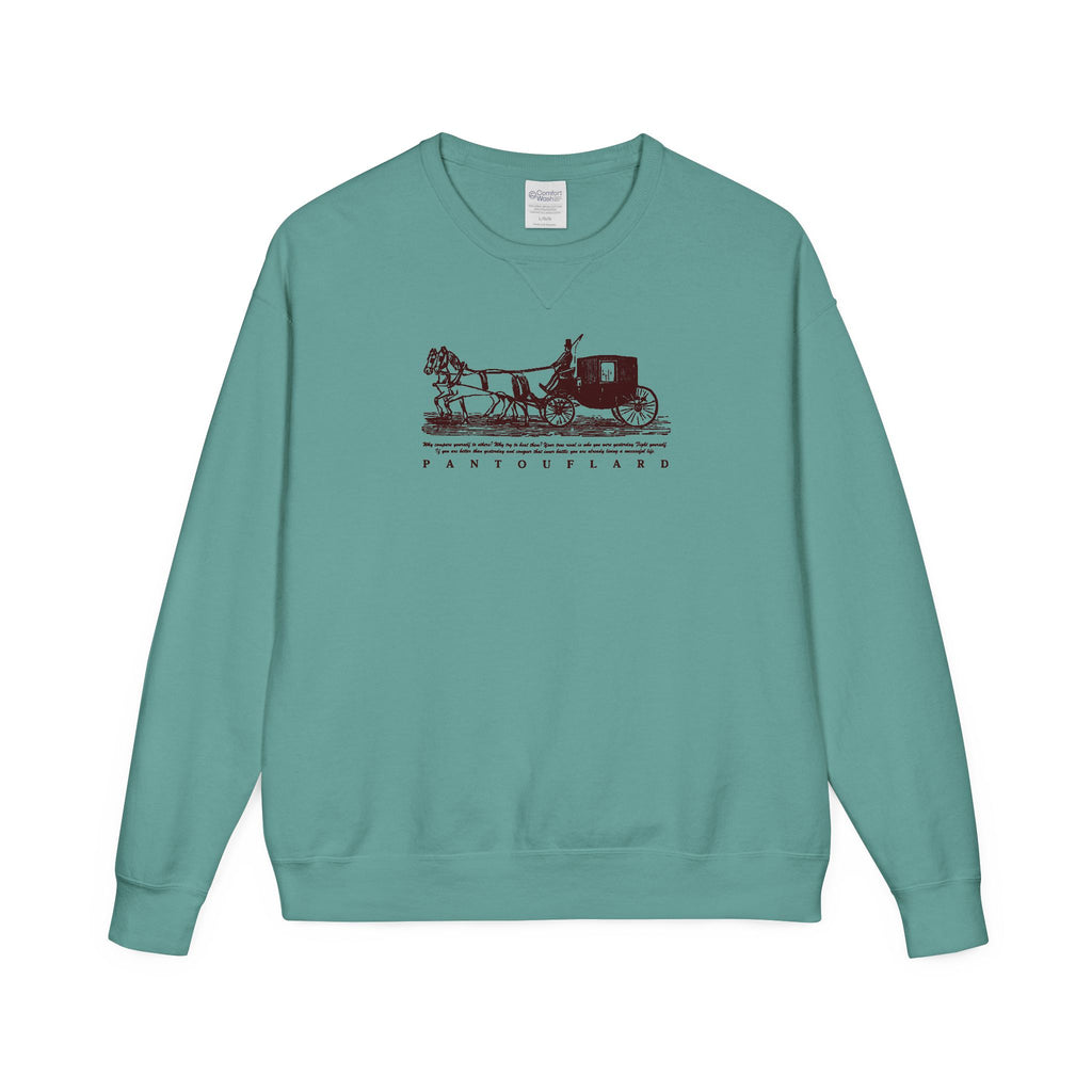 Old Money Equestrian Heritage Crewneck - The Nostalgic Journey I (Dark Academia Garment-Dyed Sweatshirt)