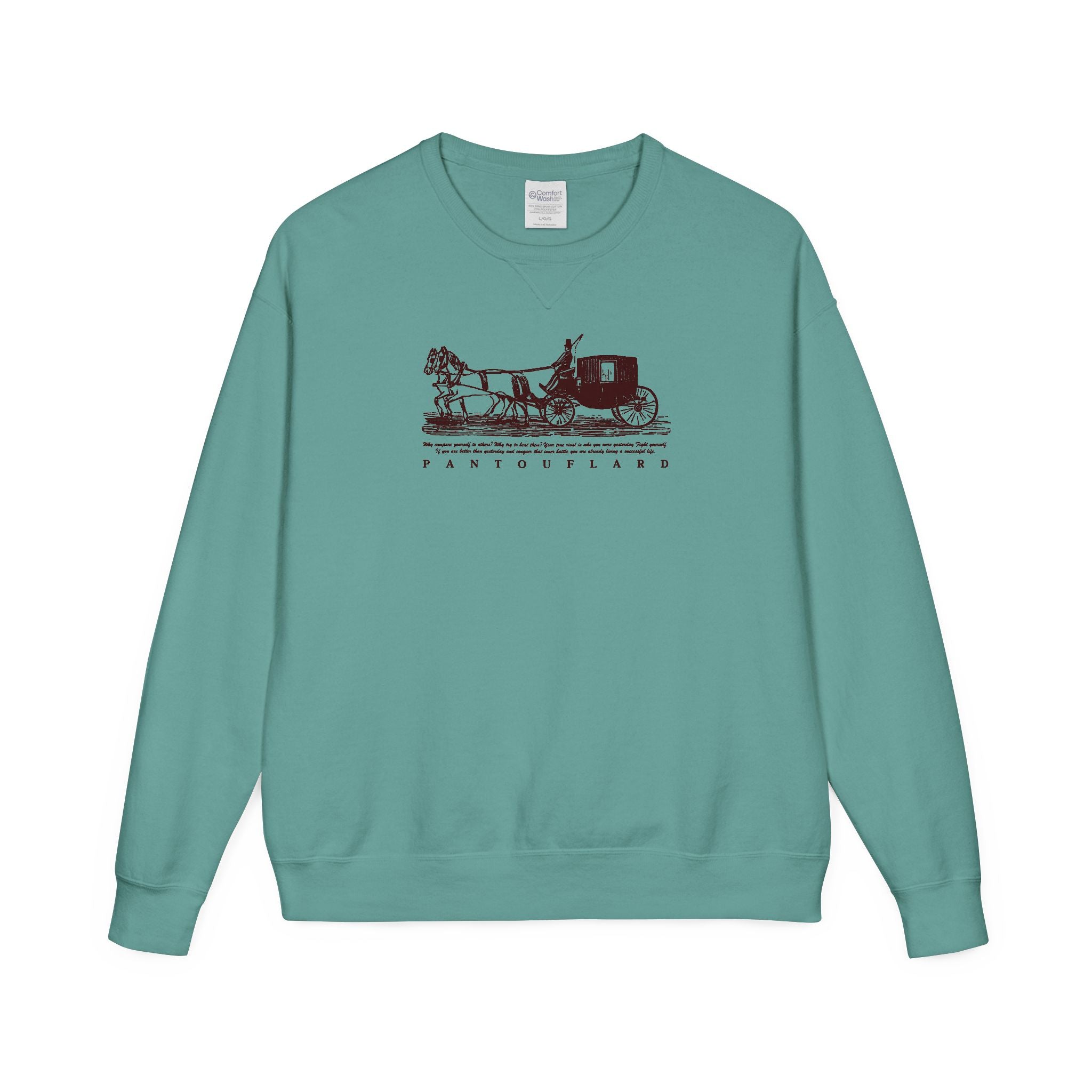 Old Money Equestrian Heritage Crewneck - The Nostalgic Journey I (Dark Academia Garment-Dyed Sweatshirt)