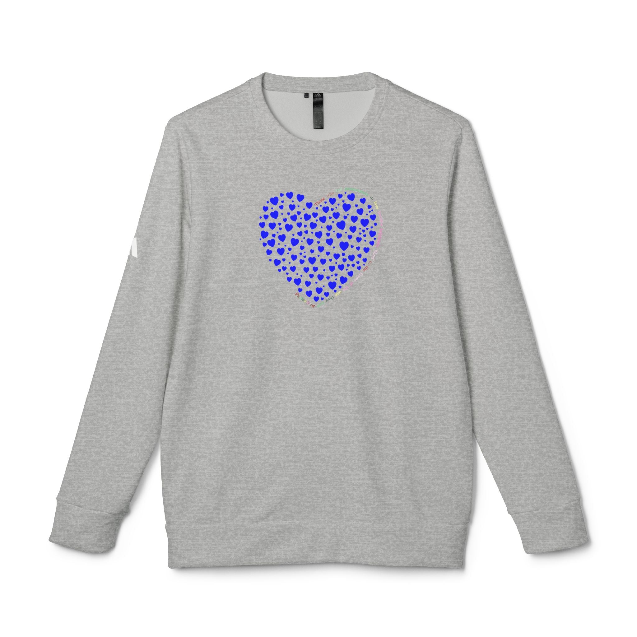 Sudadera unisex Adidas® con cuello redondo y diseño de corazón azul