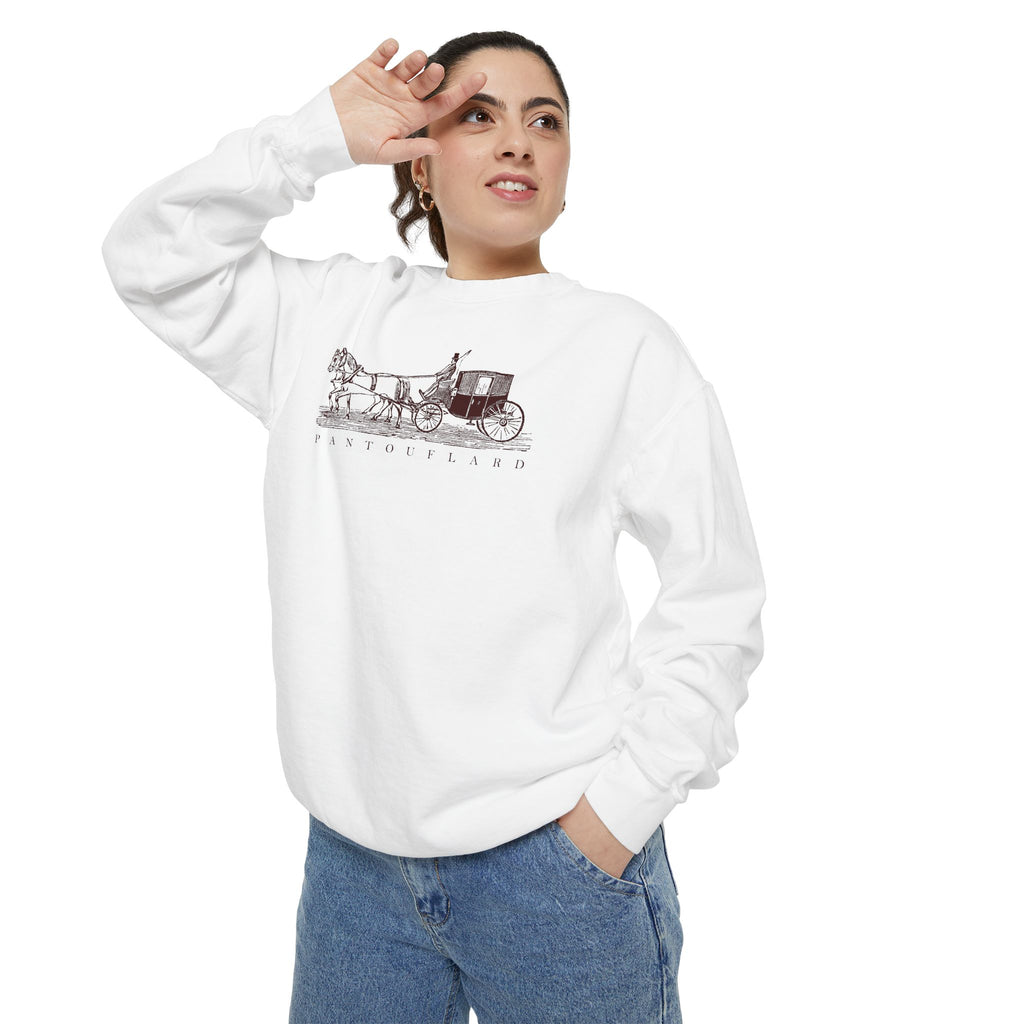 Unisex White Pantouflard Carriage Cotton Blend Sweatshirt