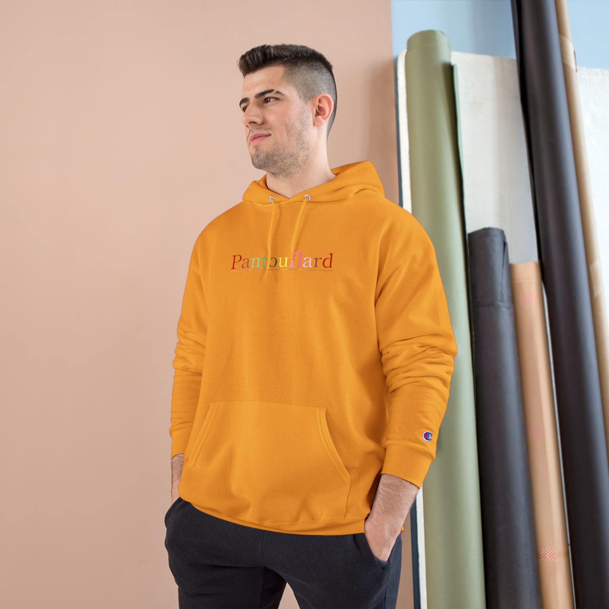 Old Money Aesthetic Champion Hoodie - Pantouflard Pastel Logo (Premium Powerblend Fleece)