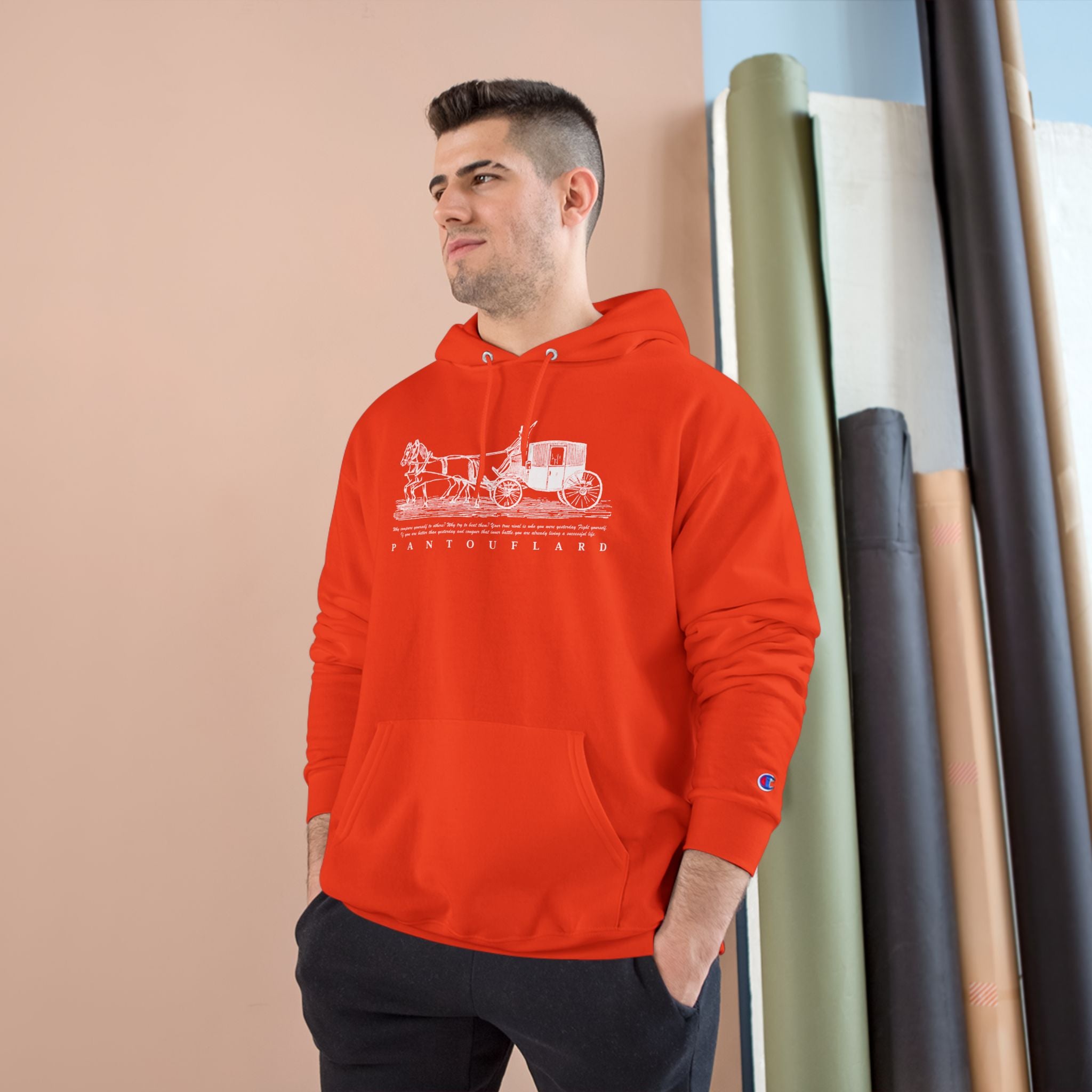 Old Money Equestrian Heritage Hoodie - The Timeless Carriage II (Champion Authentic Eco-Fleece)
