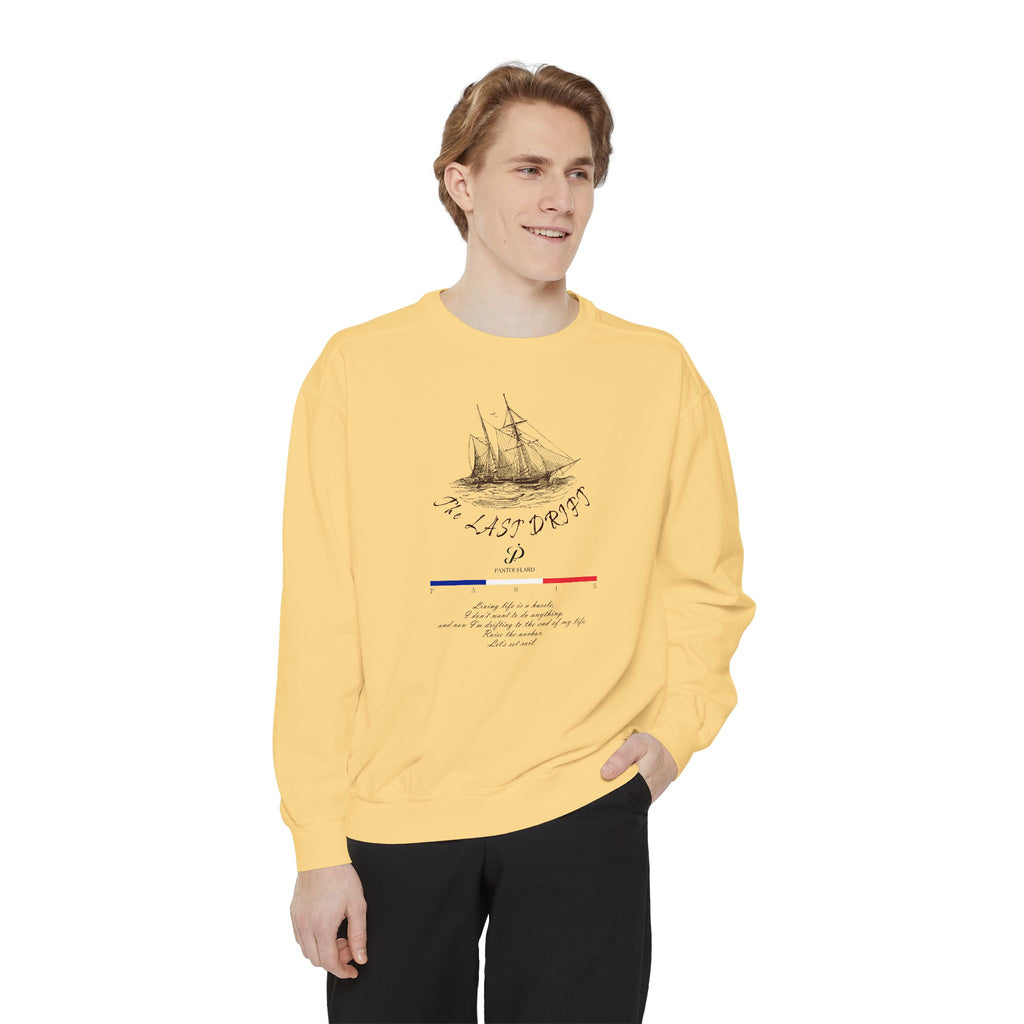 Unisex White Vintage Ship Graphic Cotton Blend Sweatshirt