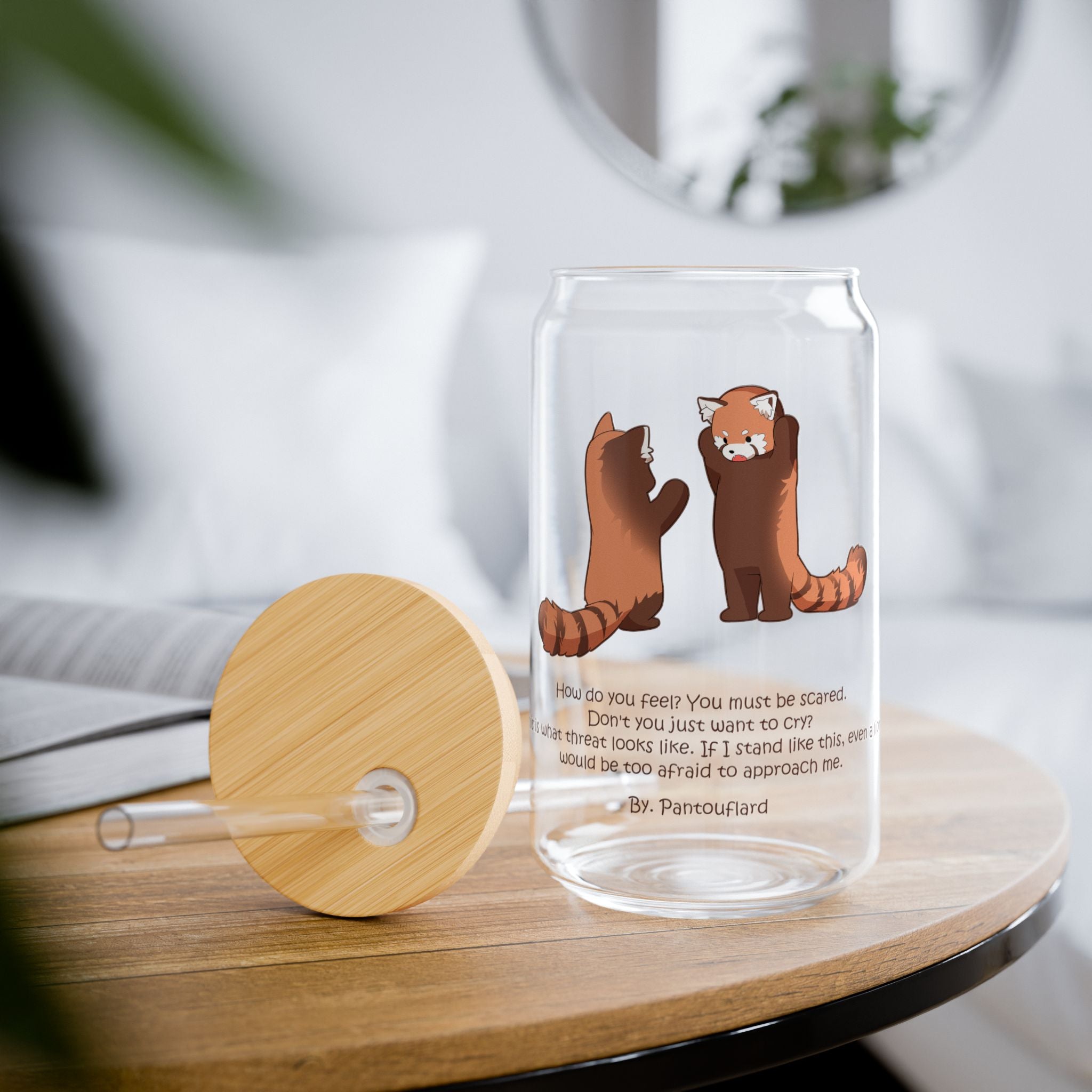 Clear Pantouflard Intimidating Red Panda Tempered Glass Sipper