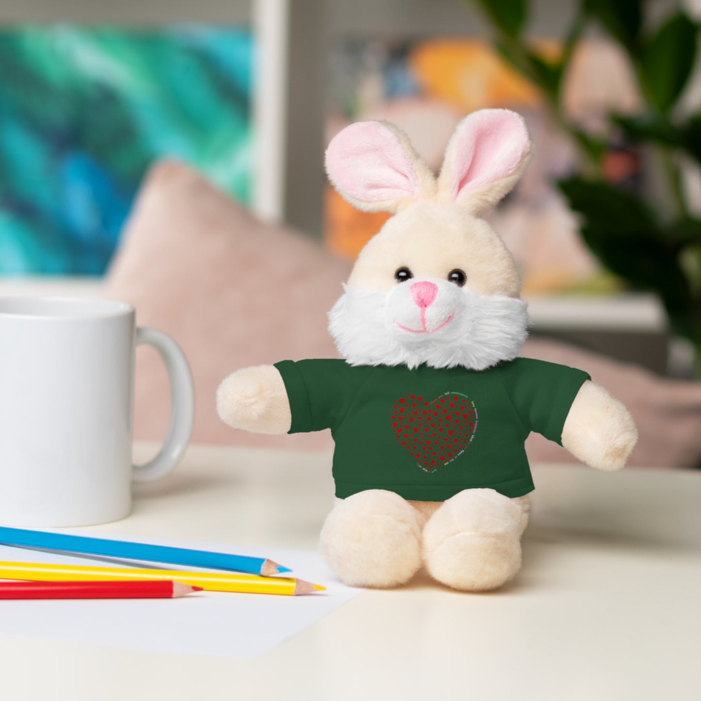 Personalized Stuffed Animal with Red Heart T-Shirt