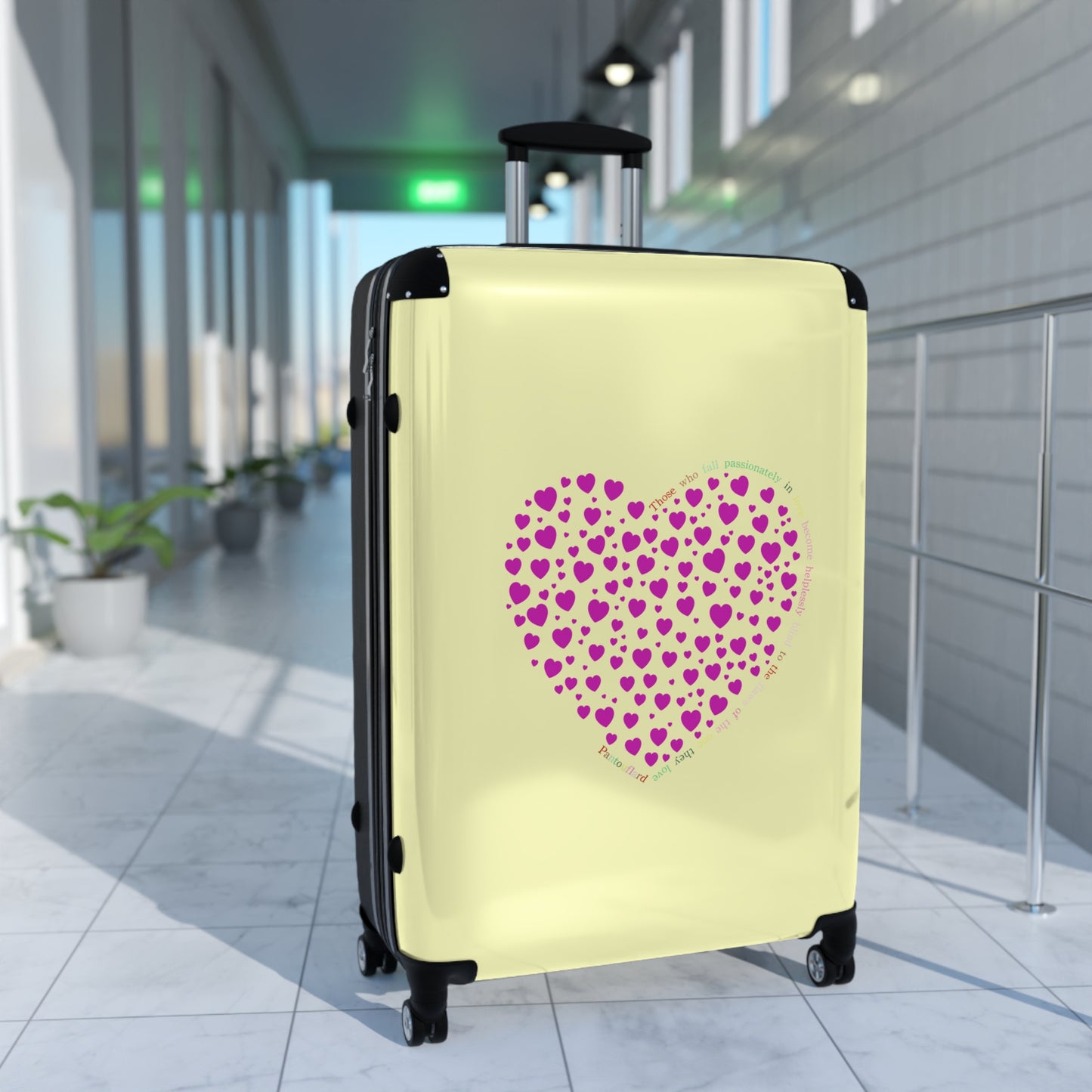 Pink Heart Design Suitcase, Travel Luggage