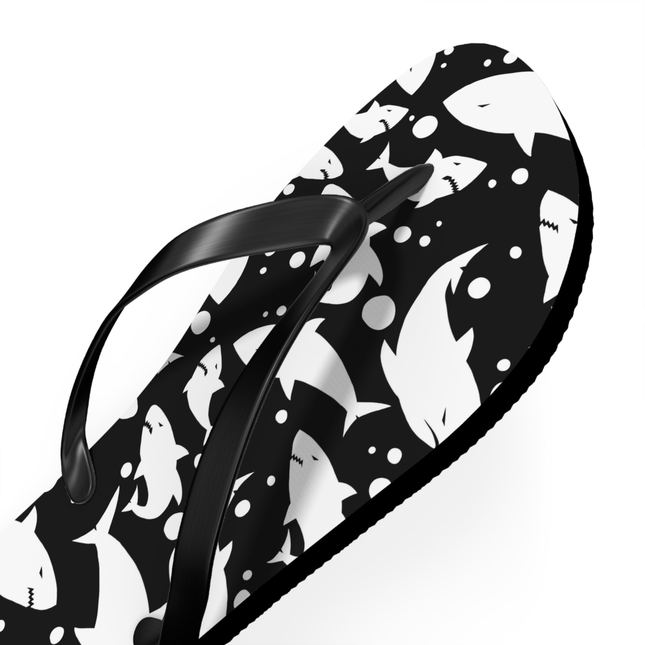 Men's/Women's Black and White Shark Print Flip Flops - Graphic Thong Sandals