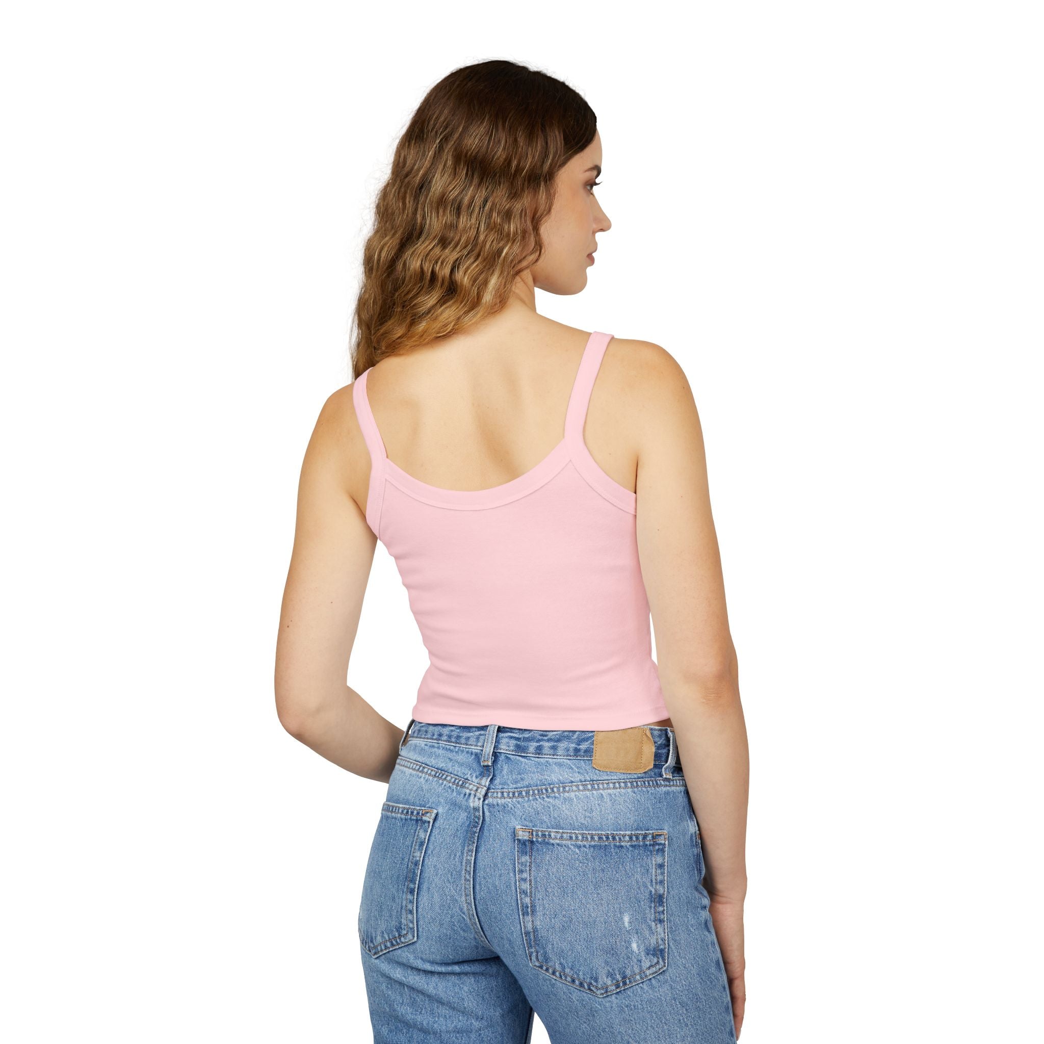 Women's Pink Floral Butterfly Spring Quote Cotton Blend Spaghetti Strap Tank Top