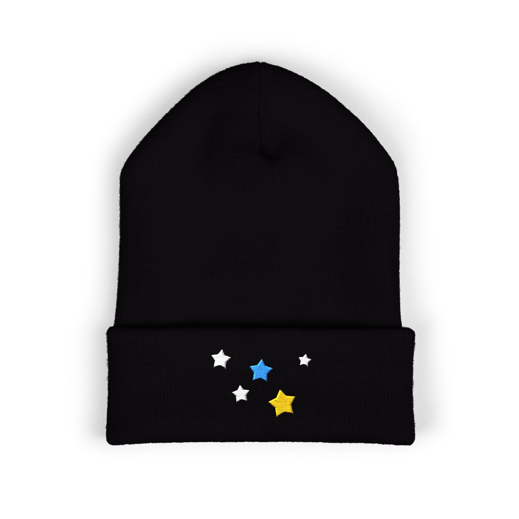 Unisex Cassiopeia Star Embroidered Acrylic Cuffed Beanie