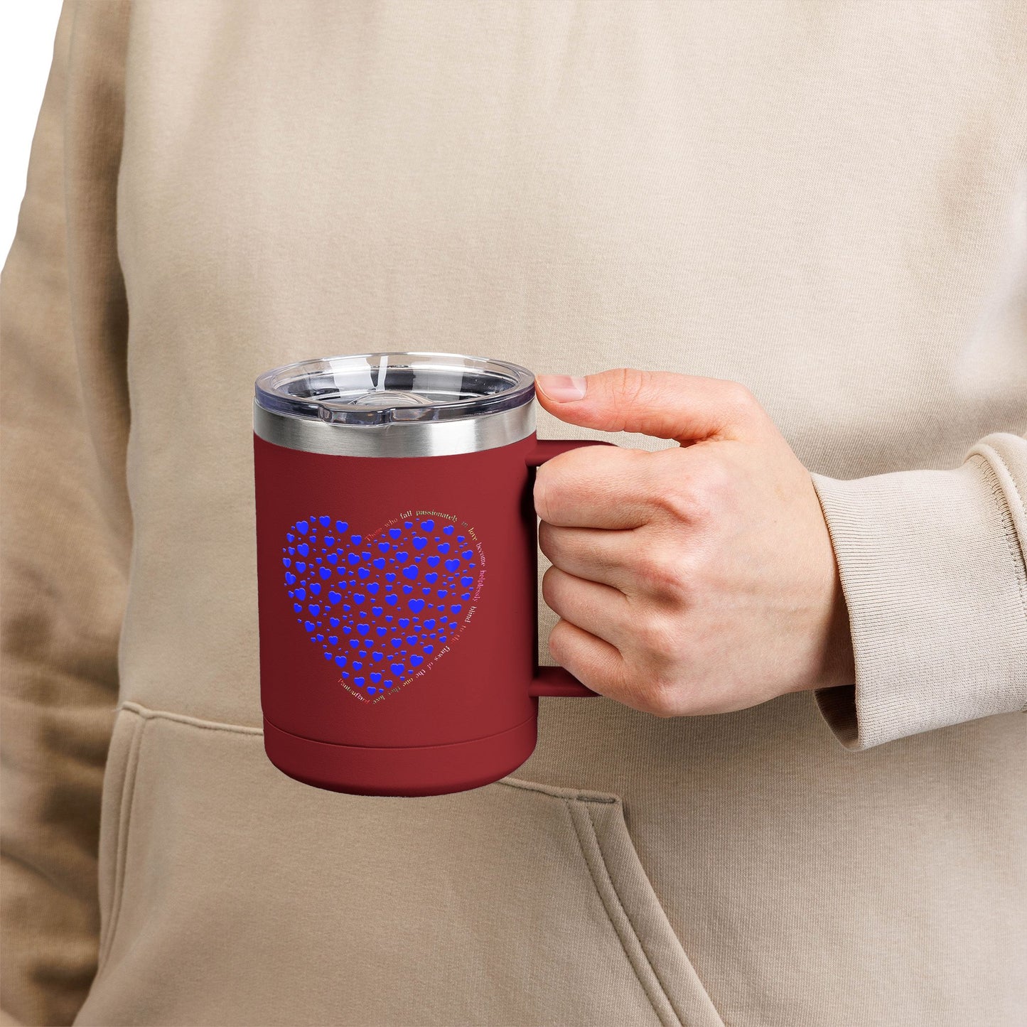Blue Heart Coffee Mug Tumbler, Personalized Mug