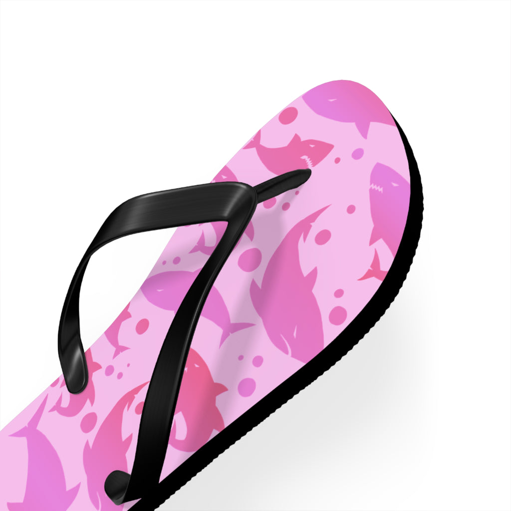 Unisex Pink Shark Silhouette Pattern EVA Polyester Flip Flops