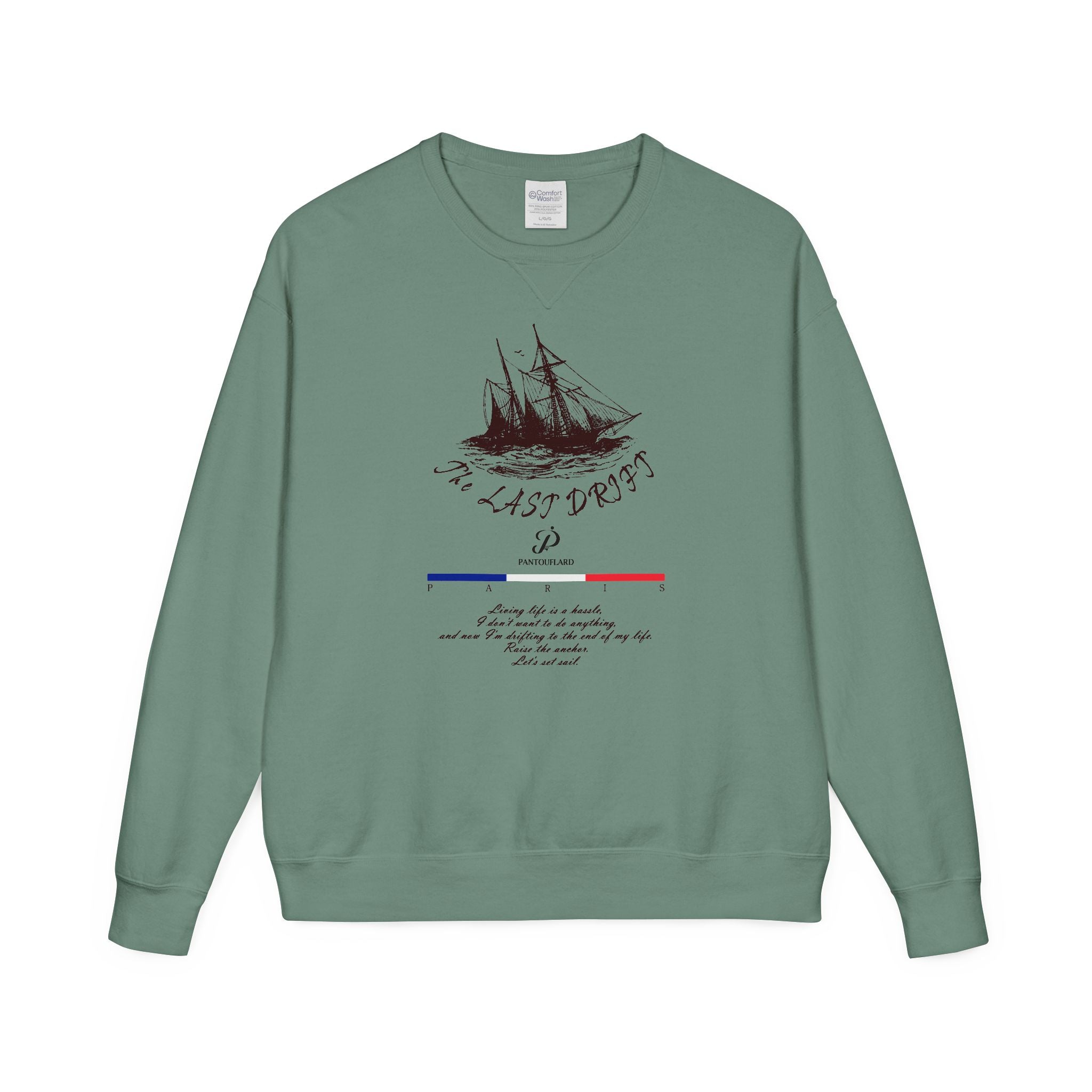 Old Money Nautical Heritage Crewneck - The Last Drift I (Paris Aesthetic Garment-Dyed Sweatshirt)