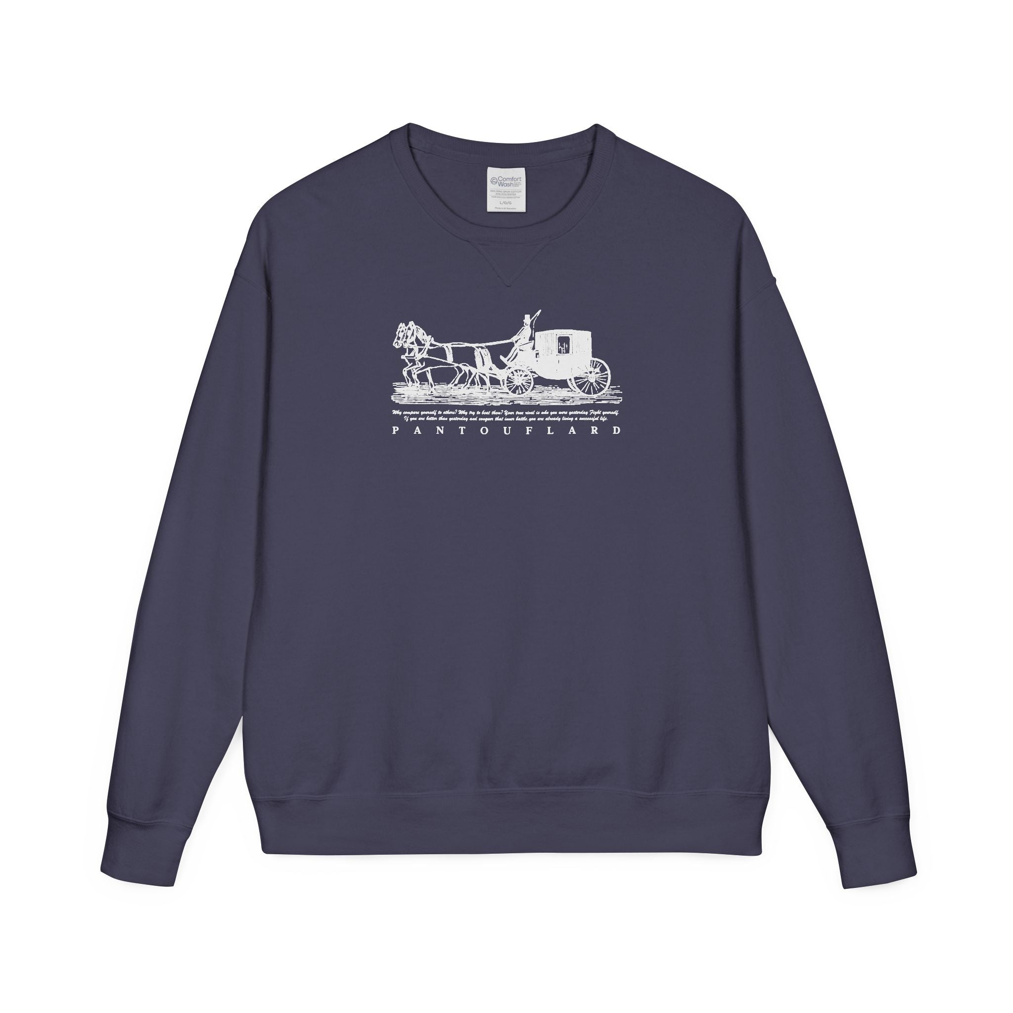 Old Money Equestrian Heritage Crewneck - The Nostalgic Journey II (Dark Academia Garment-Dyed Sweatshirt)