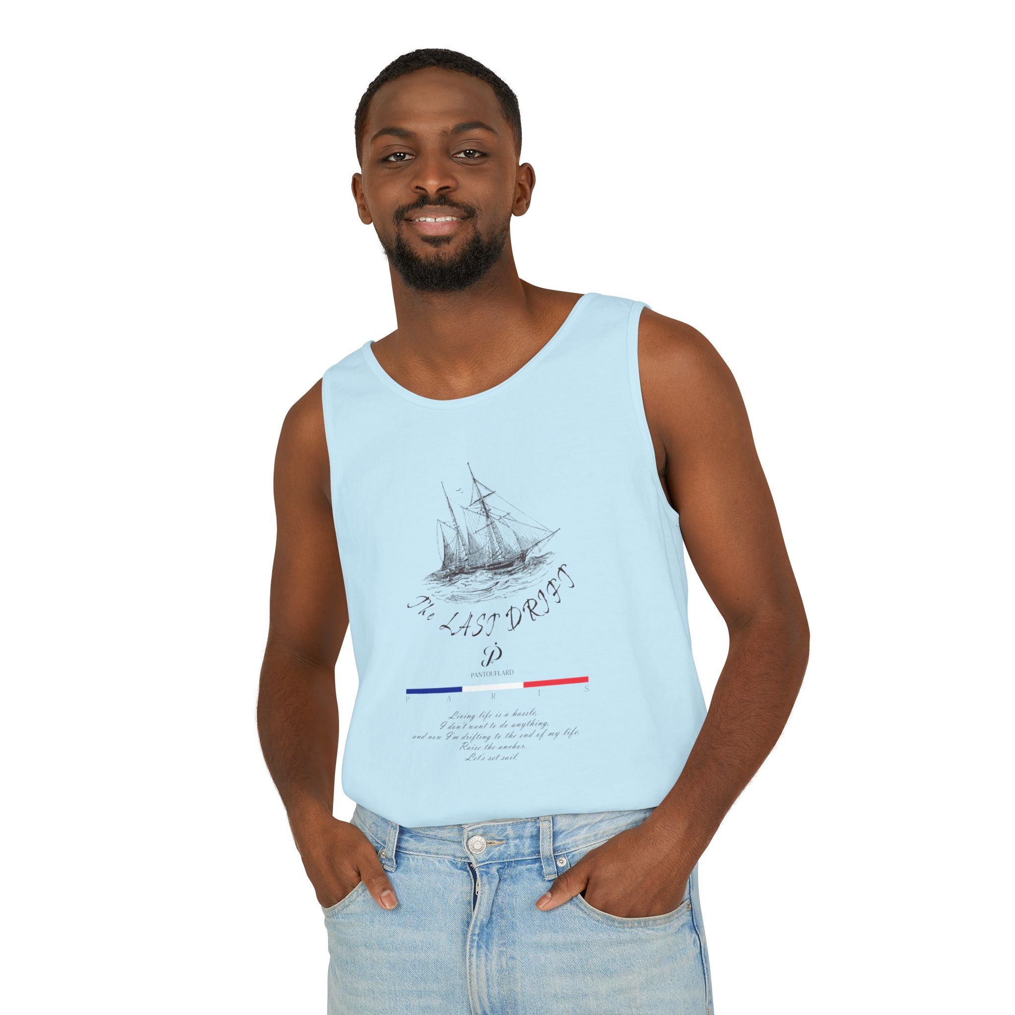 Unisex White Last Drift Cotton Garment-Dyed Tank Top