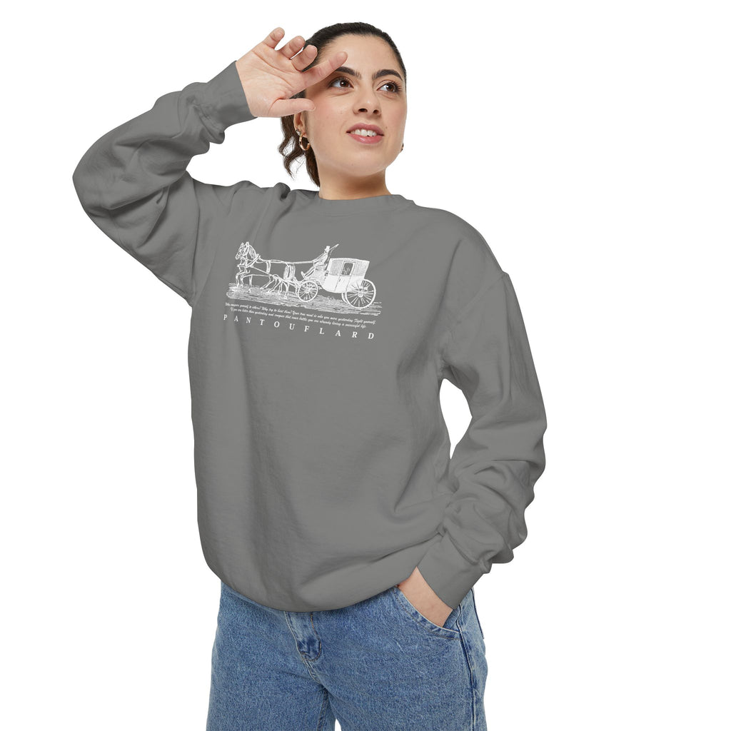 Unisex Navy Vintage Carriage Graphic Cotton Blend Sweatshirt