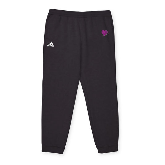 Adidas Unisex Fleece Joggers with Pink Heart Design