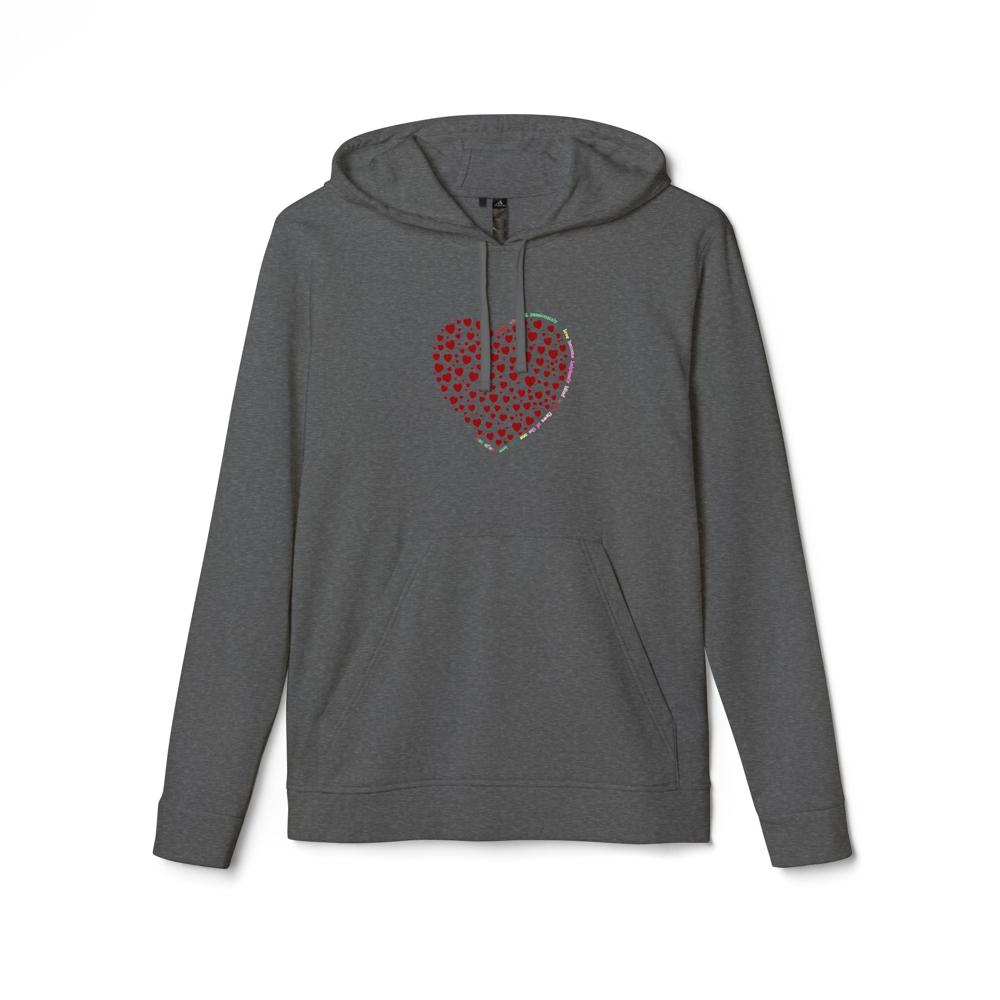 Sudadera con capucha de forro polar para hombre y mujer Adidas® con diseño de corazón rojo