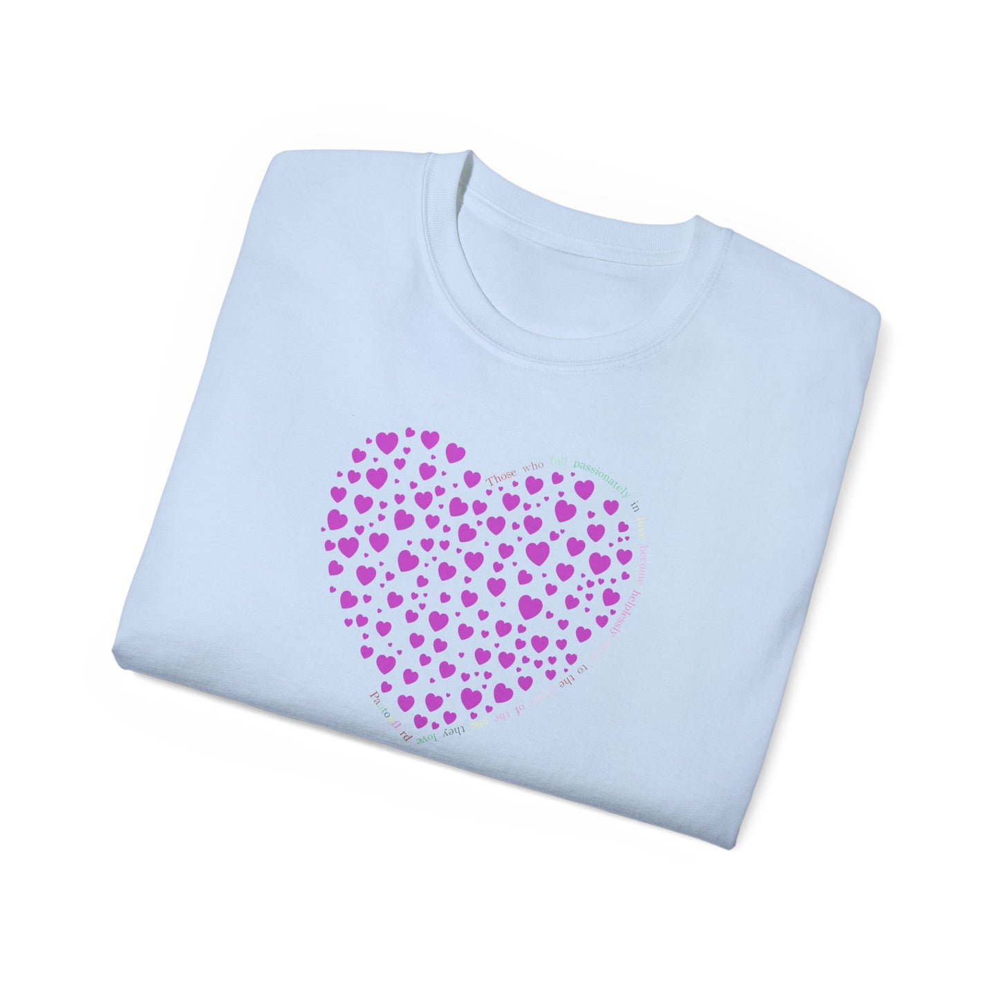 Powder Pink Heart Unisex short sleeved T-shirt