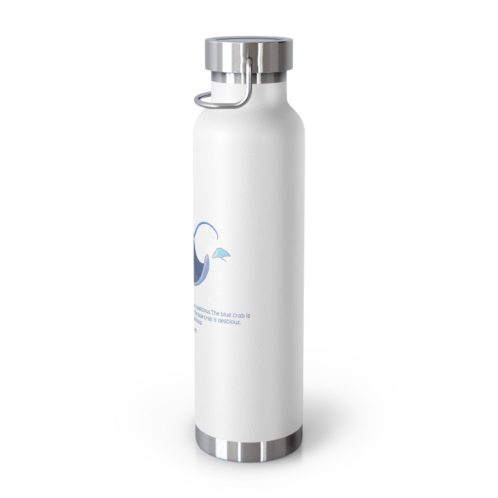 Cyan Blue Cute Stingray Eating Crab Quote 22oz Copper Vacuum Insulated Bottle