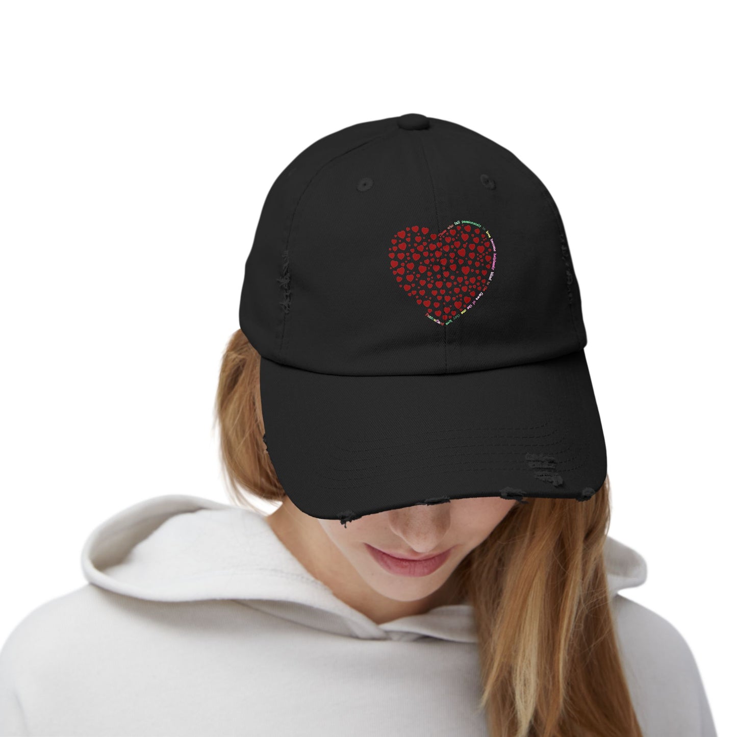 Distressed Red Heart Cap, Casual Hat