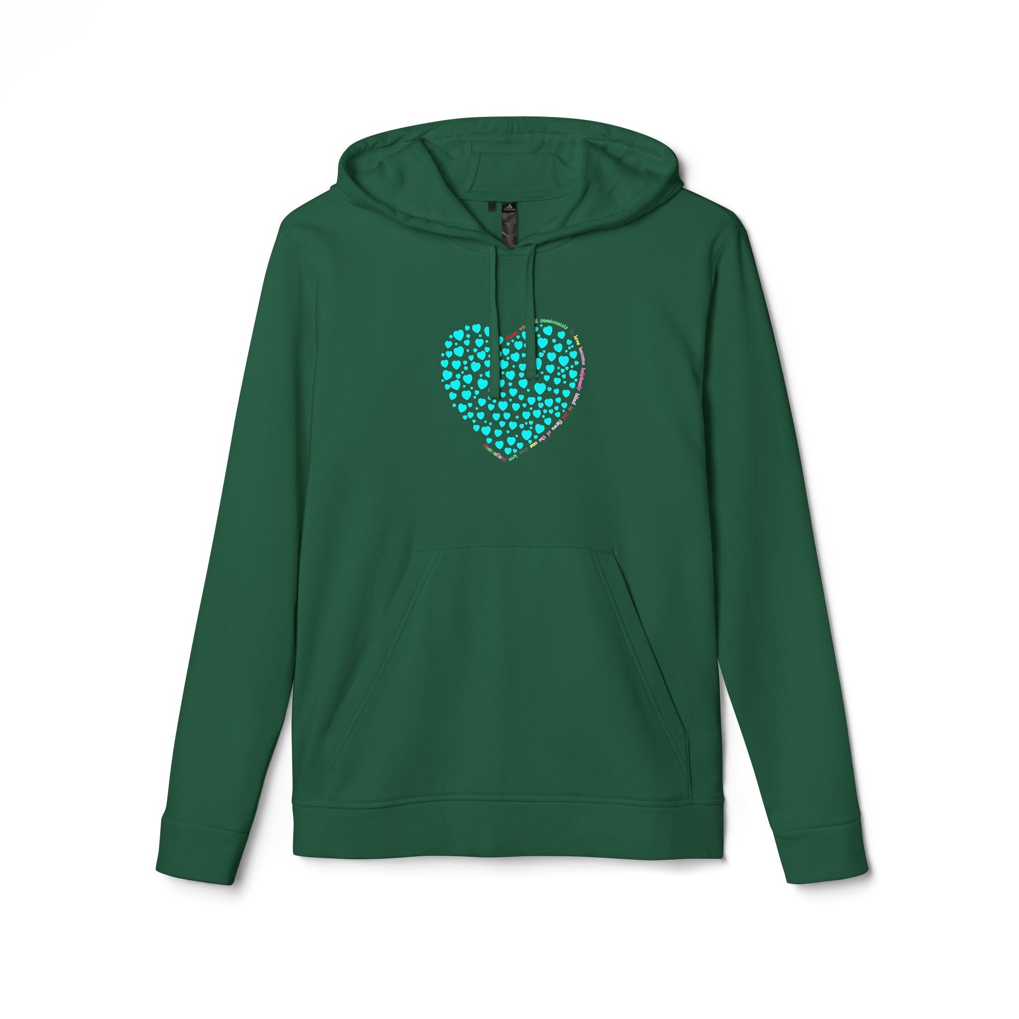 Sudadera con capucha de forro polar unisex Adidas® con diseño de corazón menta