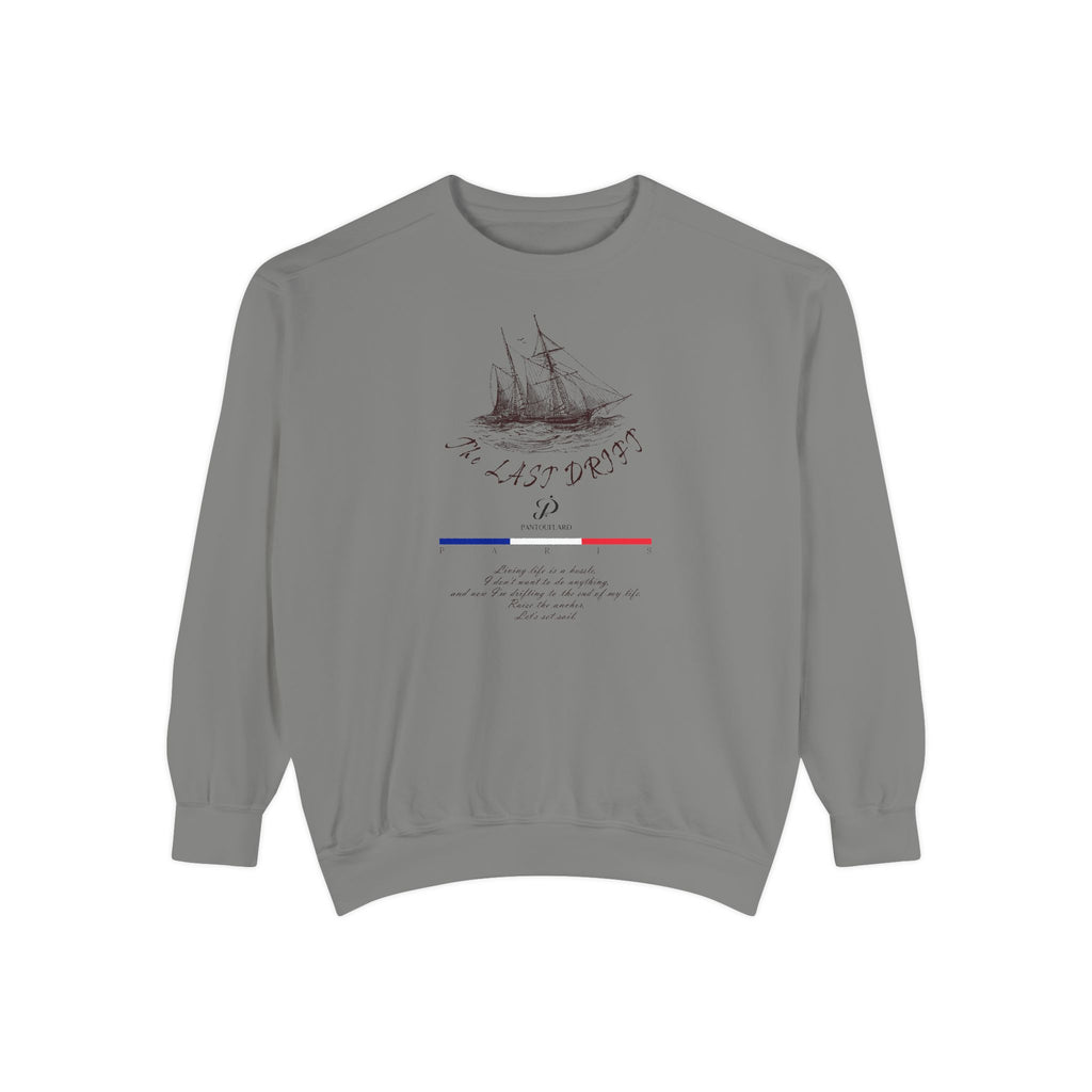 Unisex White Vintage Ship Graphic Cotton Blend Sweatshirt