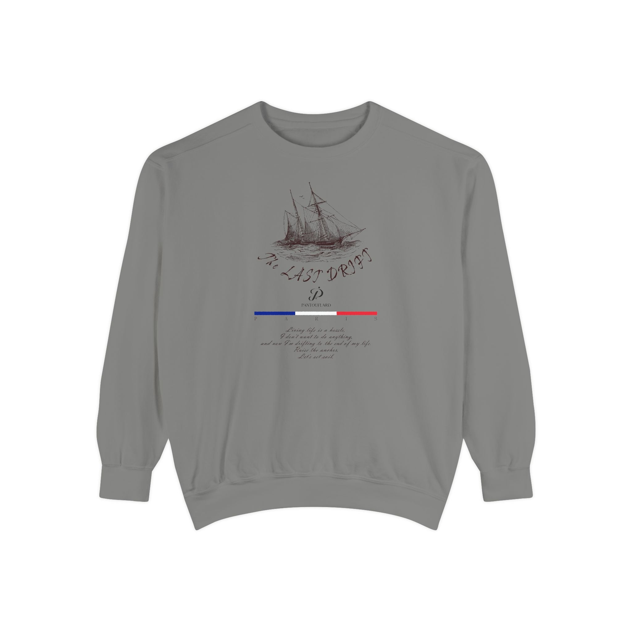 Unisex White Vintage Ship Graphic Cotton Blend Sweatshirt