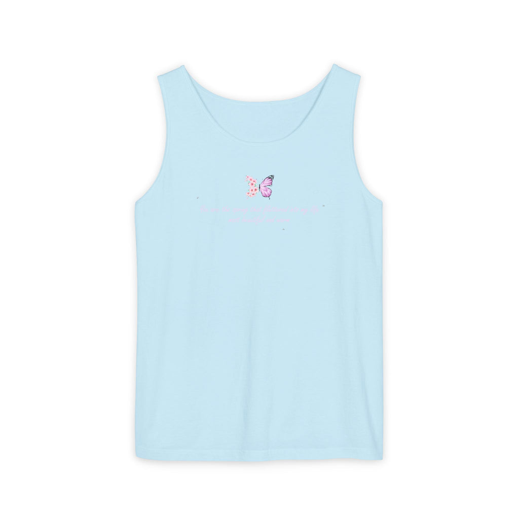 Unisex Navy Blue Floral Butterfly Spring Quote 100% Cotton Tank Top