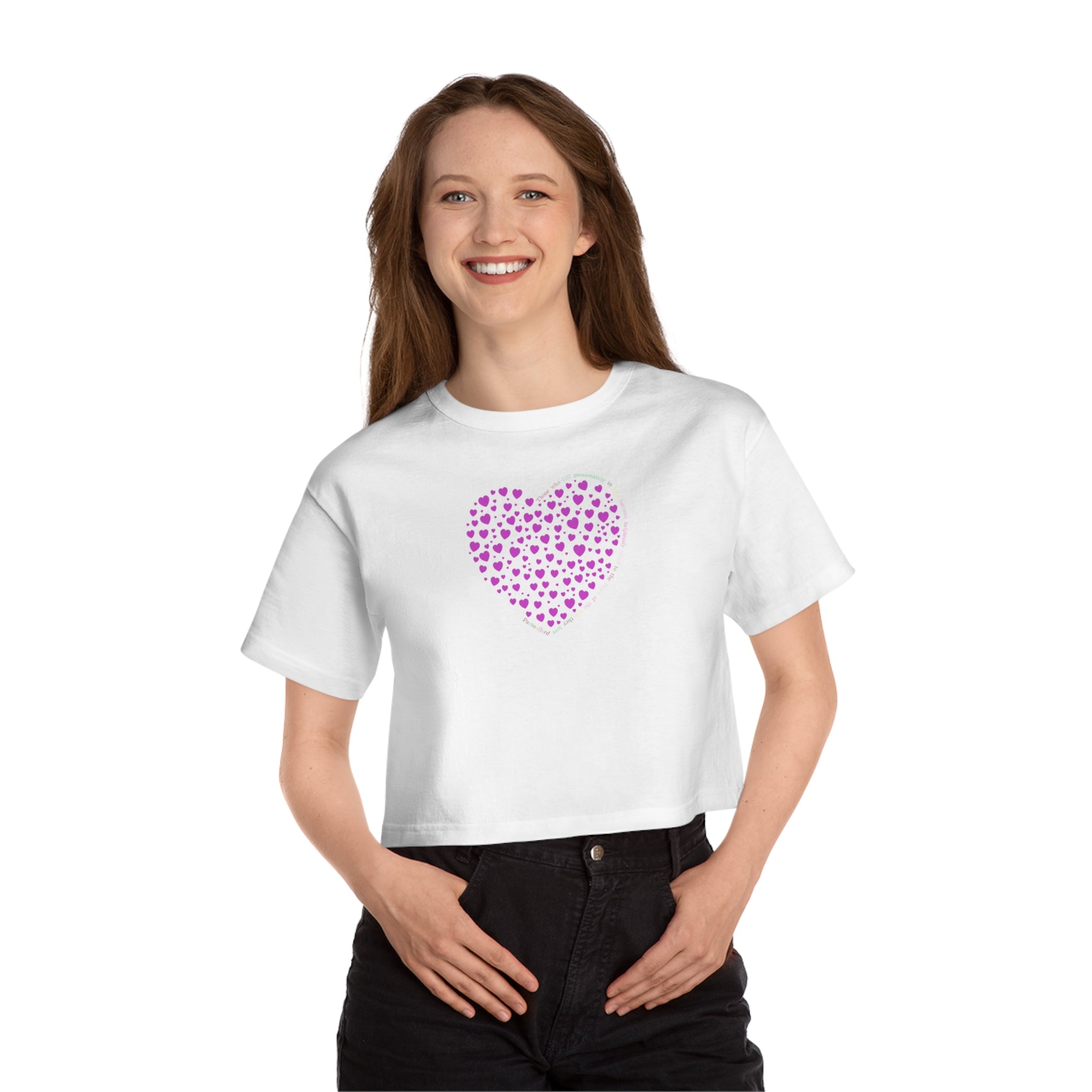 Camiseta corta sencilla Champion® (Corazón rosa polvo)