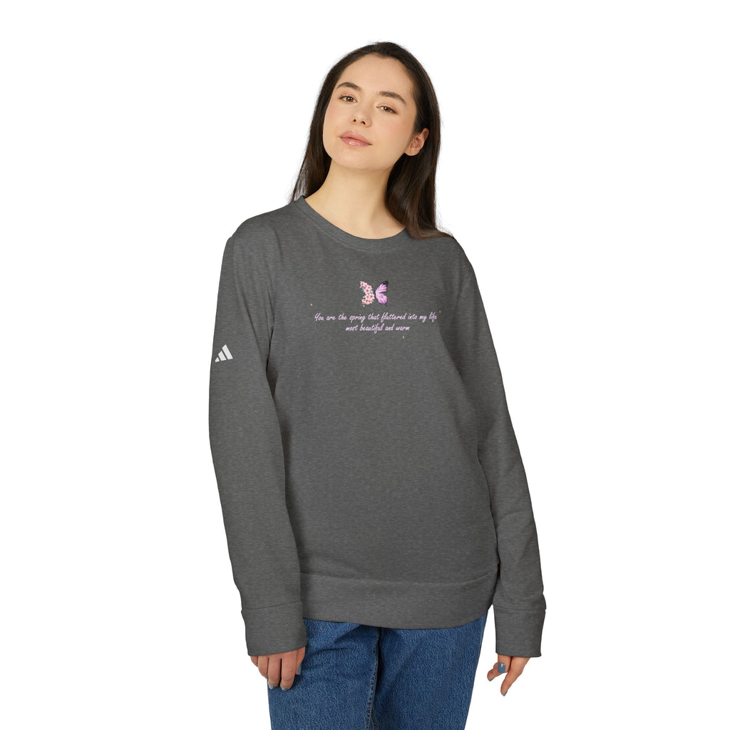 Unisex Navy Blue Floral Butterfly Spring Quote BCI Cotton Adidas Sweatshirt