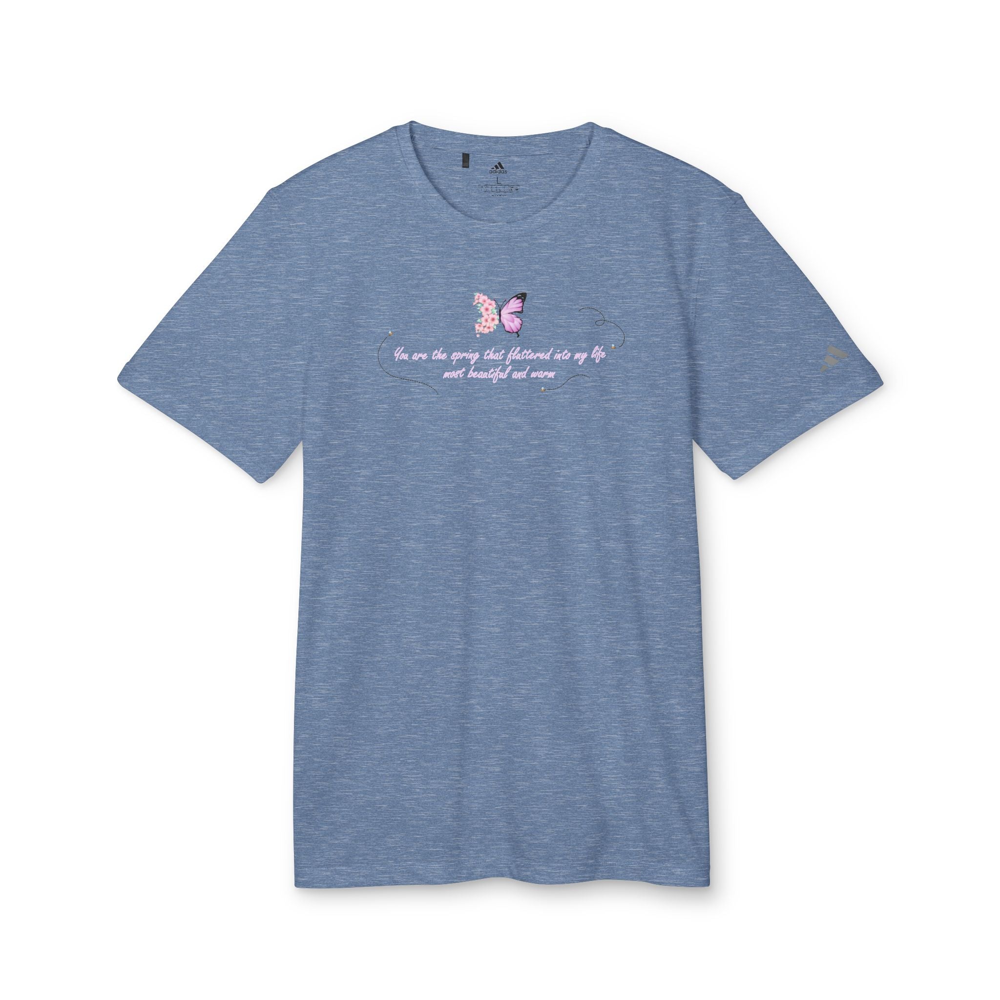 Unisex White Floral Butterfly Spring Quote 100% Recycled Polyester Adidas Sport T-Shirt