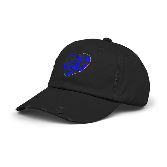 Distressed Blue Heart Cap, Casual Hat