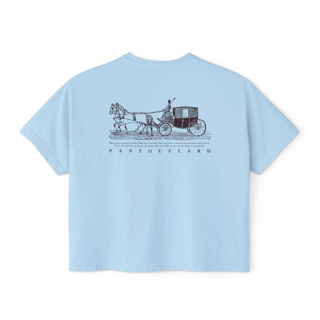 Old Money Equestrian Boxy Tee - The Timeless Carriage I (Comfort Colors 3023CL Back Print)