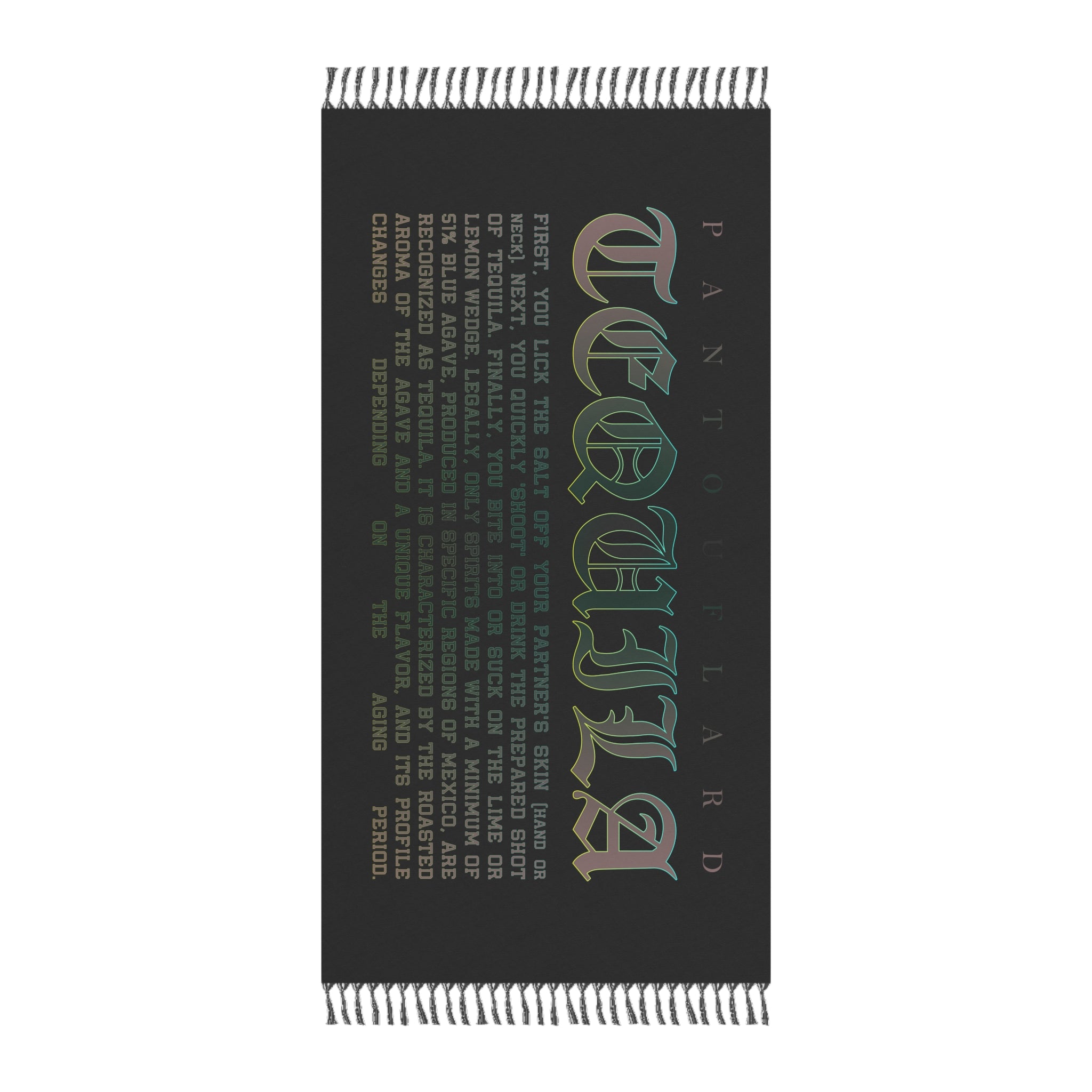Black Tequila Quote Typography 100% Polyester Boho Beach Cloth