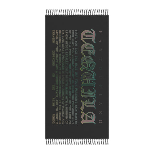 Black Tequila Quote Typography 100% Polyester Boho Beach Cloth