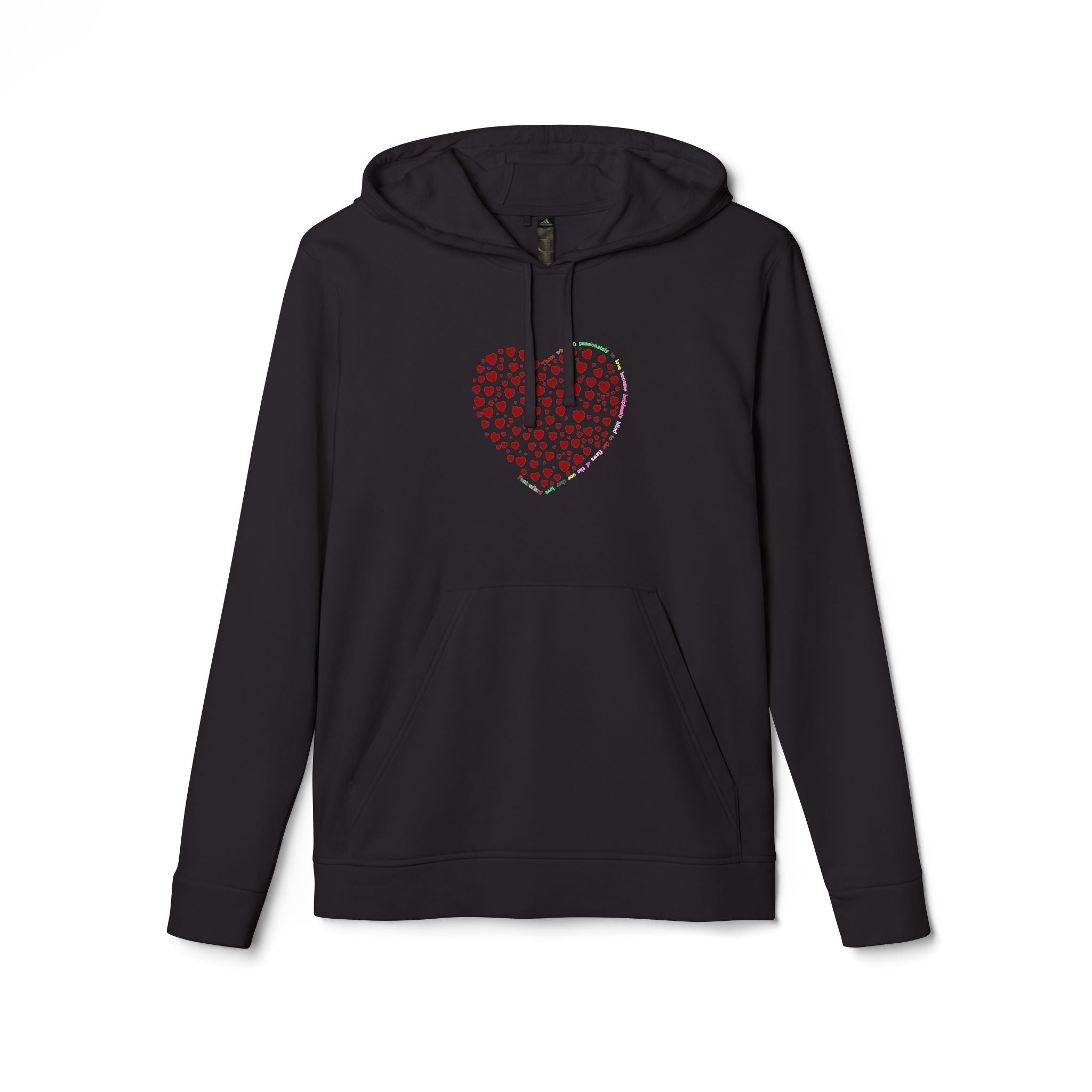 Sudadera con capucha de forro polar para hombre y mujer Adidas® con diseño de corazón rojo
