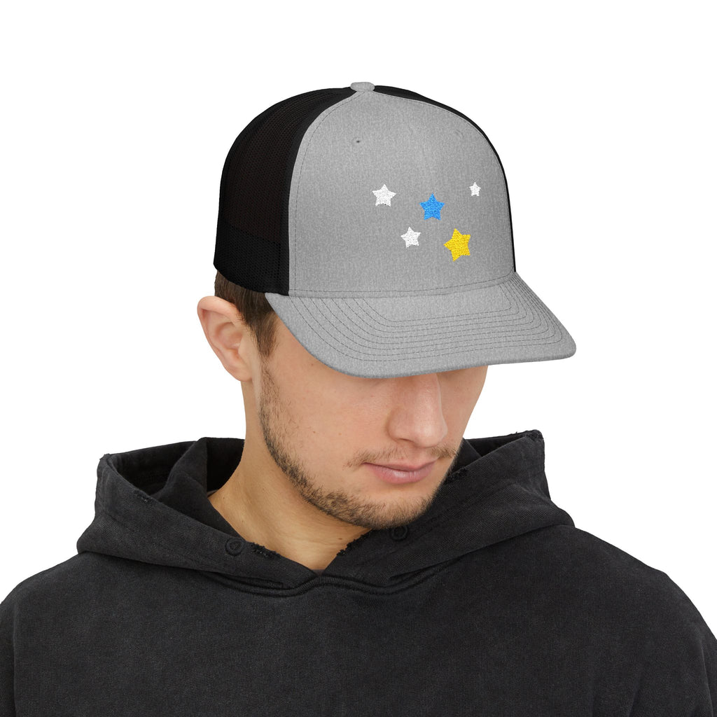 Unisex Cassiopeia Star Embroidered Cotton-Polyester Snapback Trucker Cap