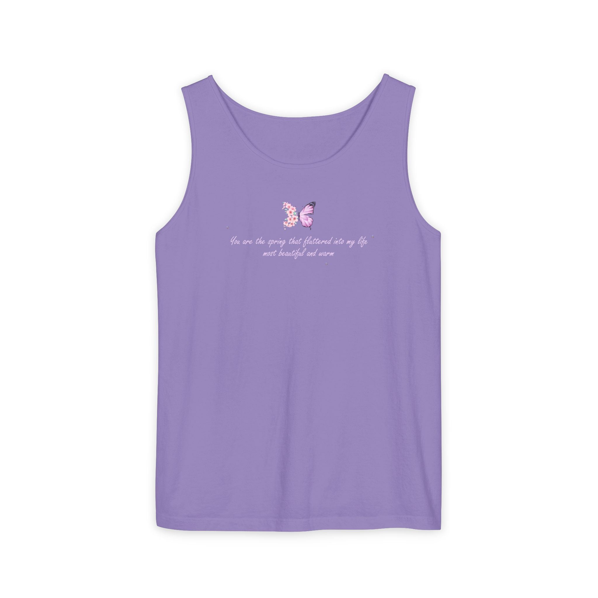 Unisex Navy Blue Floral Butterfly Spring Quote 100% Cotton Tank Top