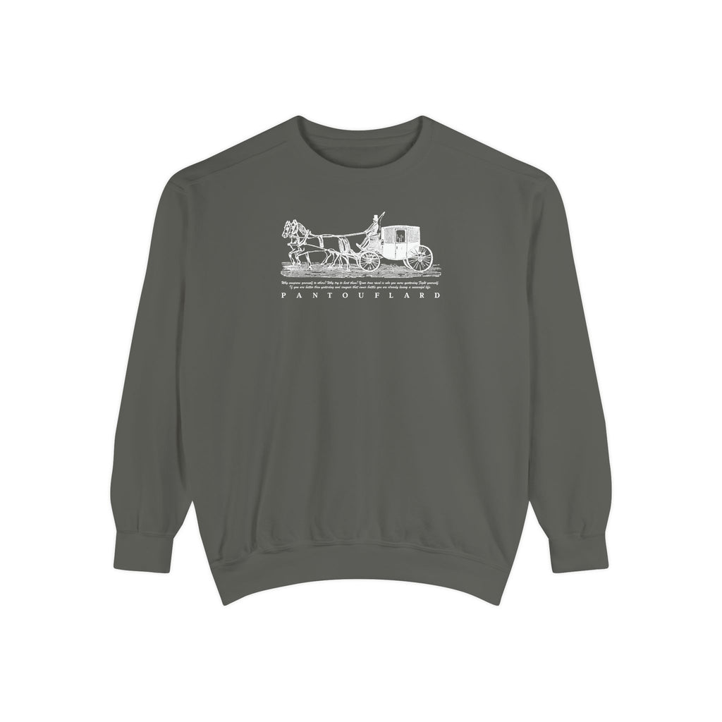Unisex Navy Vintage Carriage Graphic Cotton Blend Sweatshirt