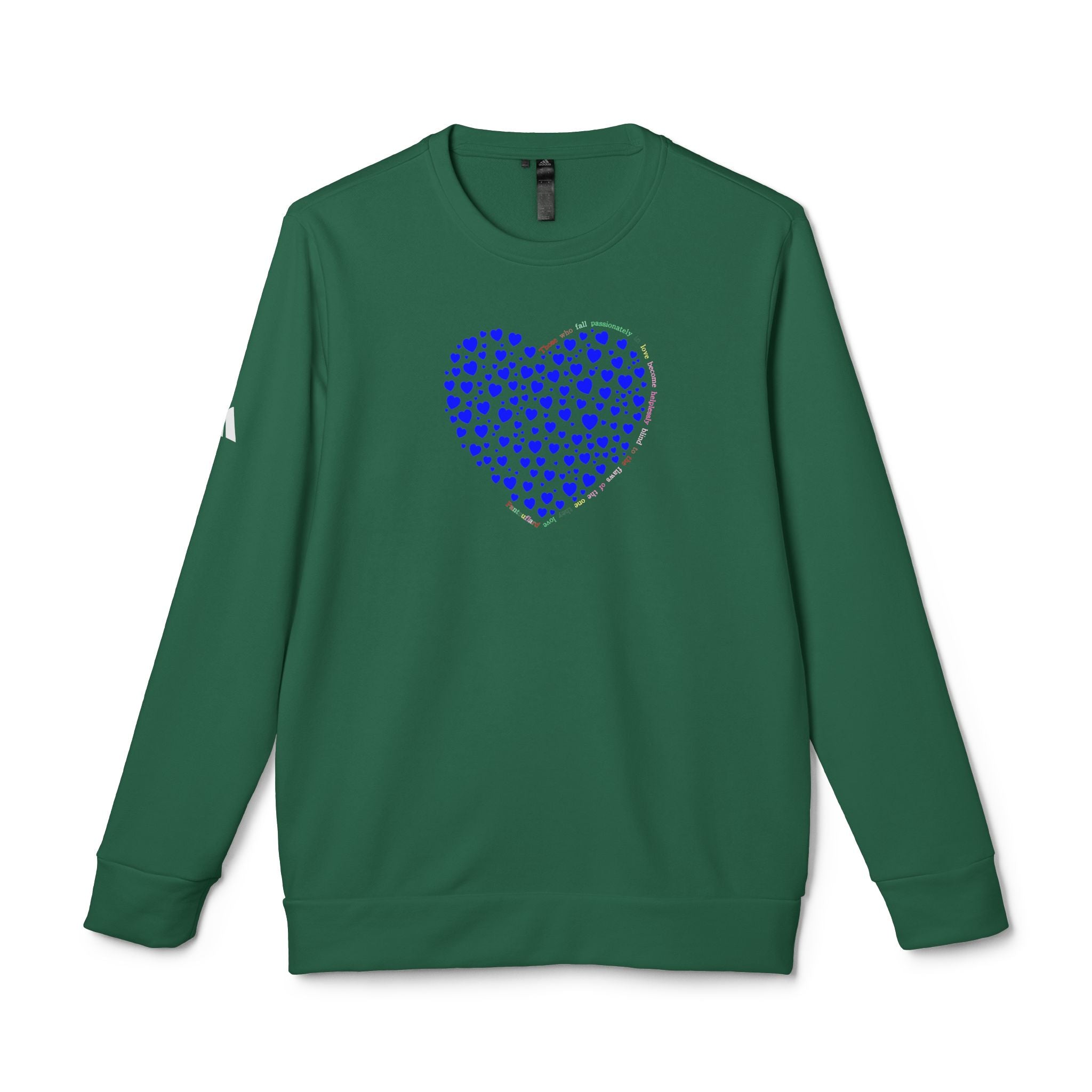 Sudadera unisex Adidas® con cuello redondo y diseño de corazón azul